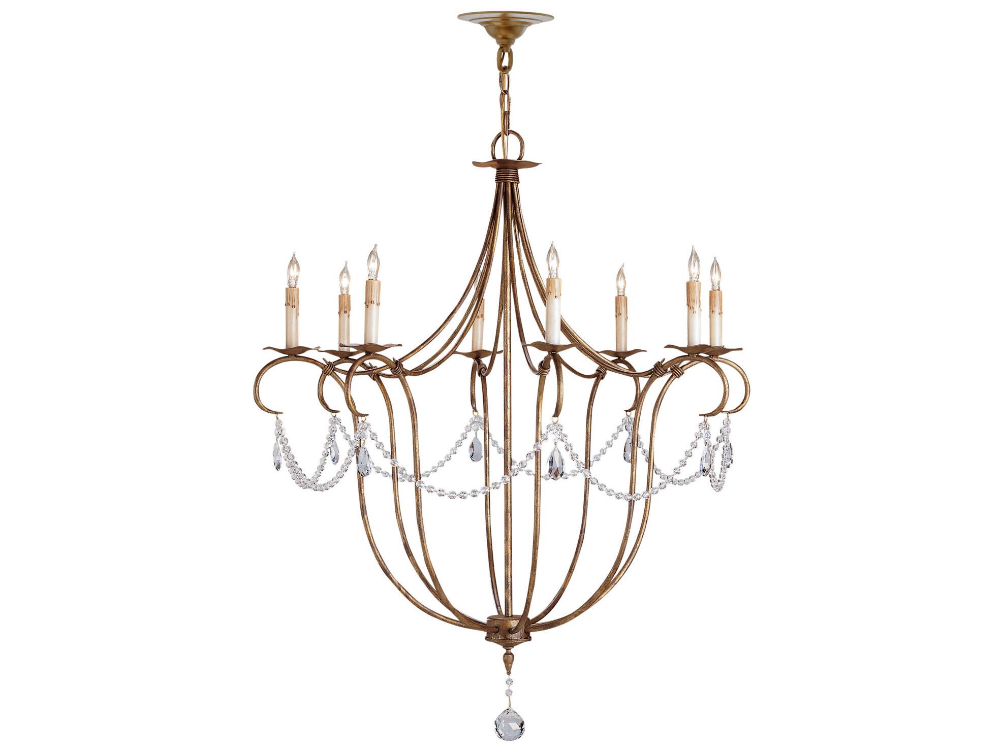 Currey & Company Crystal Lights 8-Light Rhine Gold Crystal Candelabra Chandelier