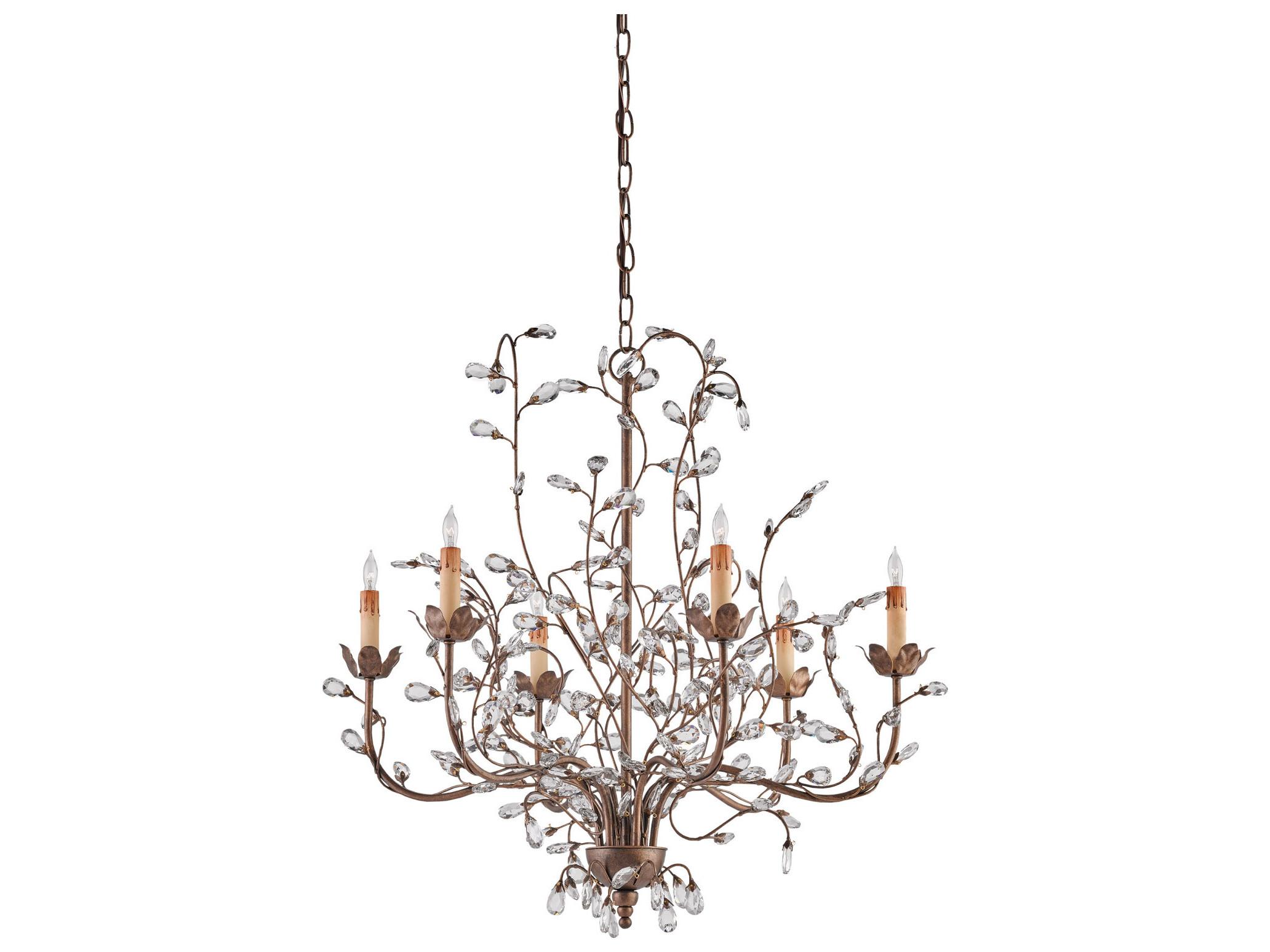 Currey & Company Crystal Bud 6-Light Cupertino Brown Candelabra Chandelier