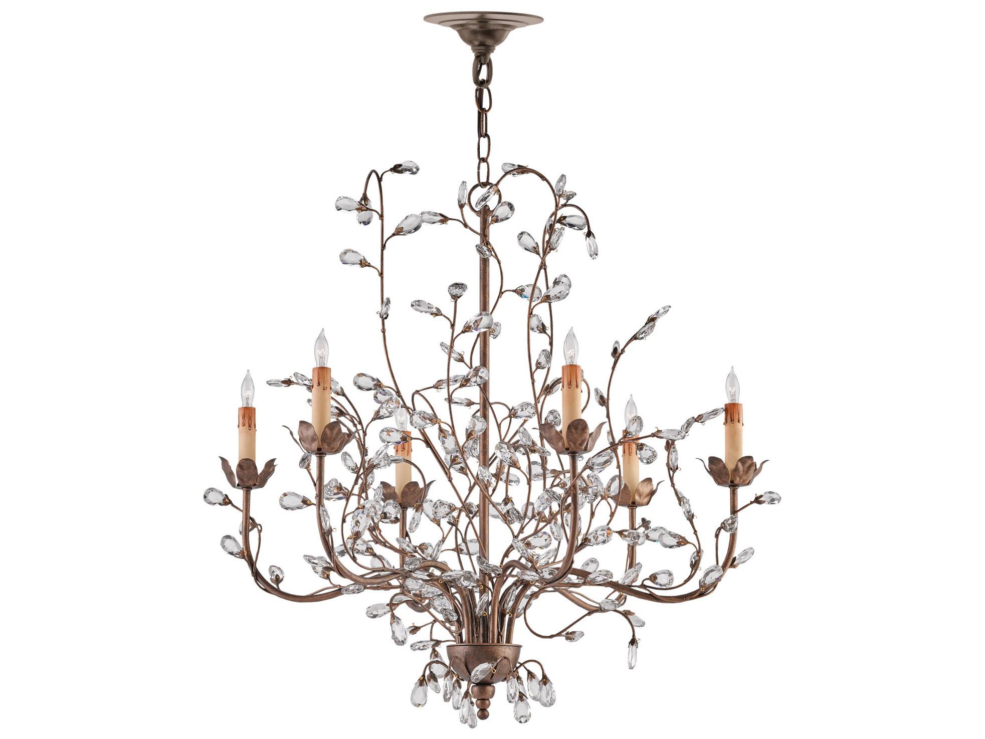 Currey & Company Crystal Bud 6-Light Cupertino Brown Candelabra Chandelier