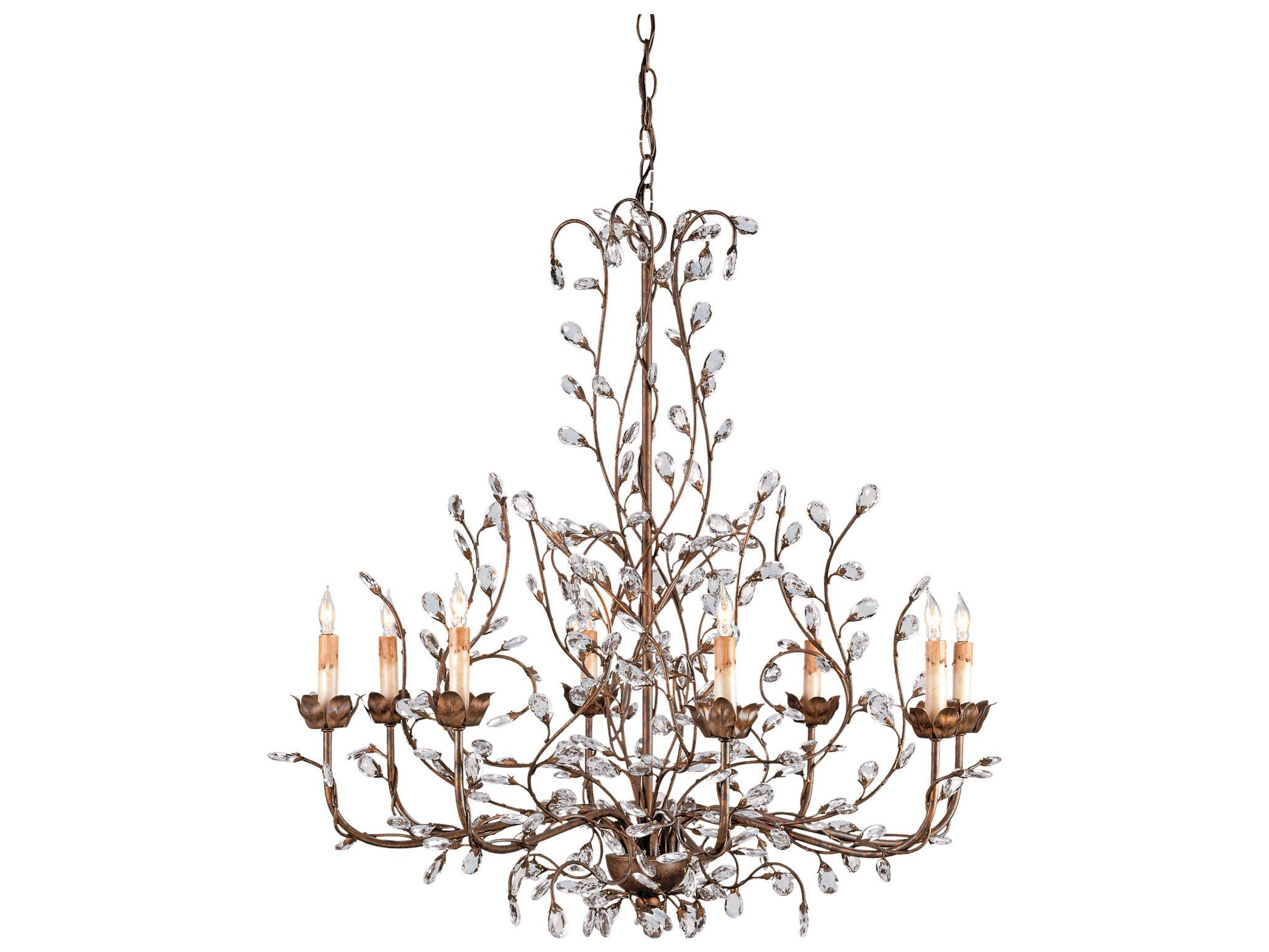 Currey & Company Crystal Bud 8-Light Cupertino Brown Candelabra Chandelier