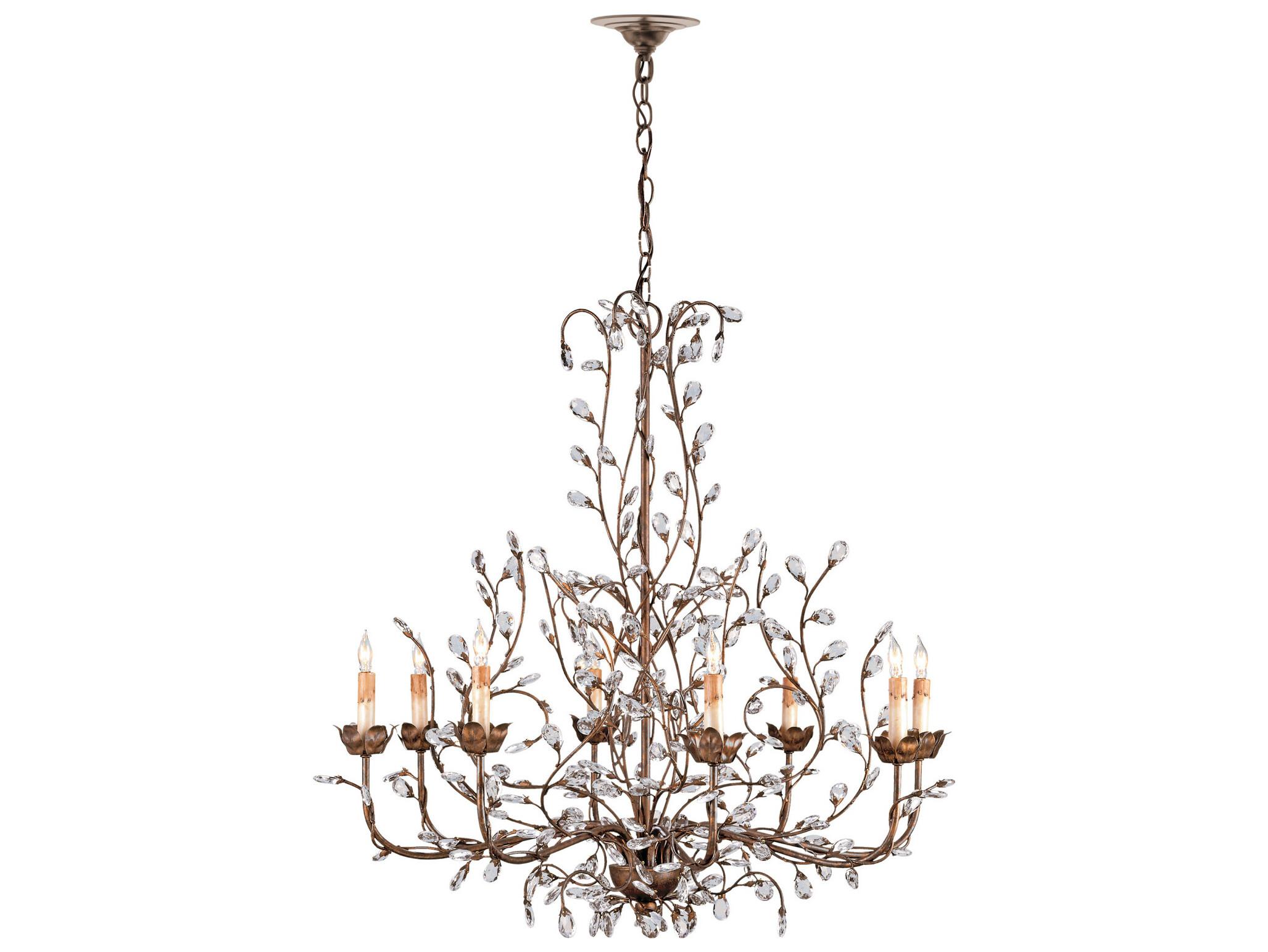 Currey & Company Crystal Bud 8-Light Cupertino Brown Candelabra Chandelier