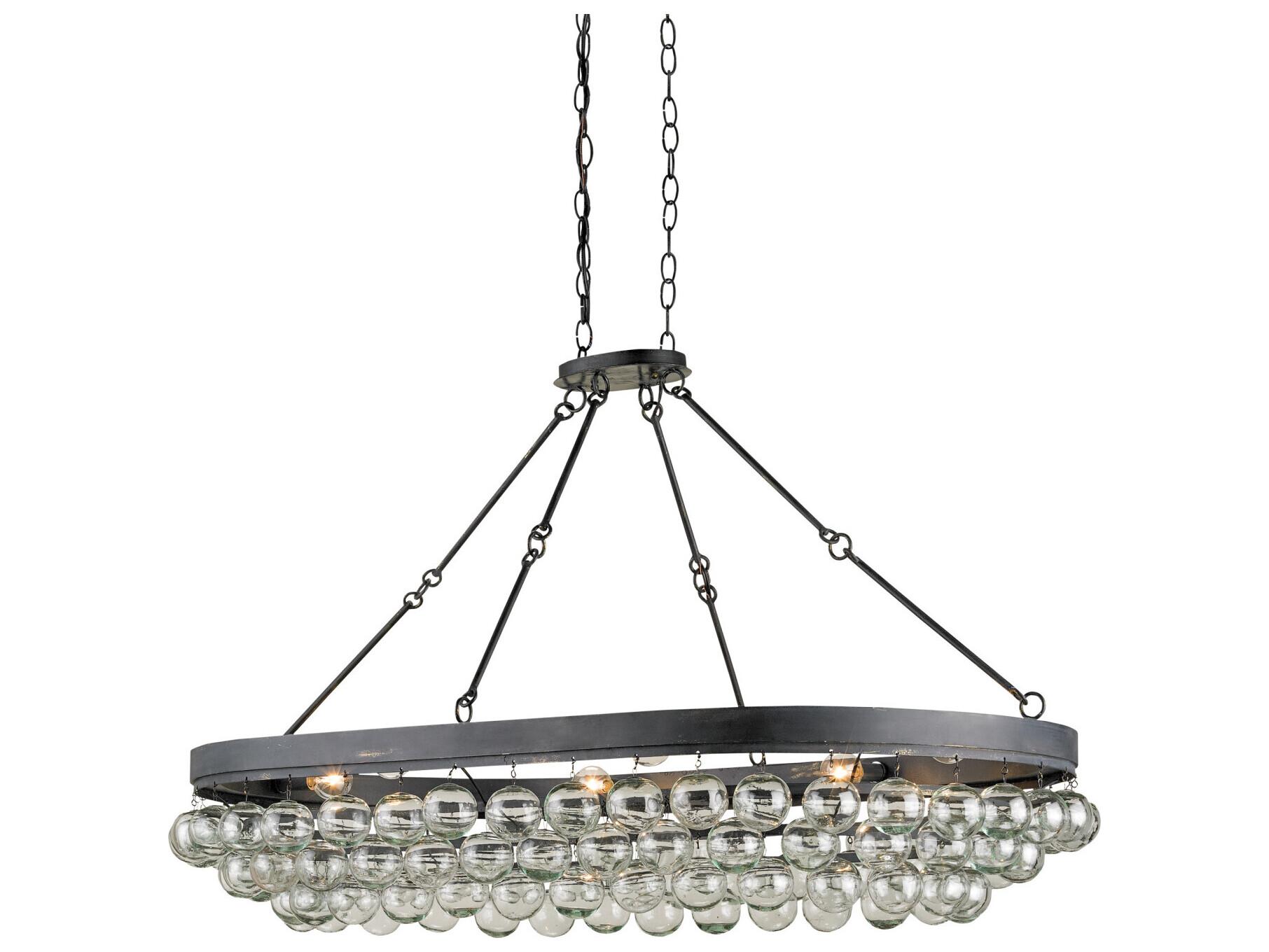 Currey & Company Balthazar 6-Light French Black Glass Globe Island Pendant