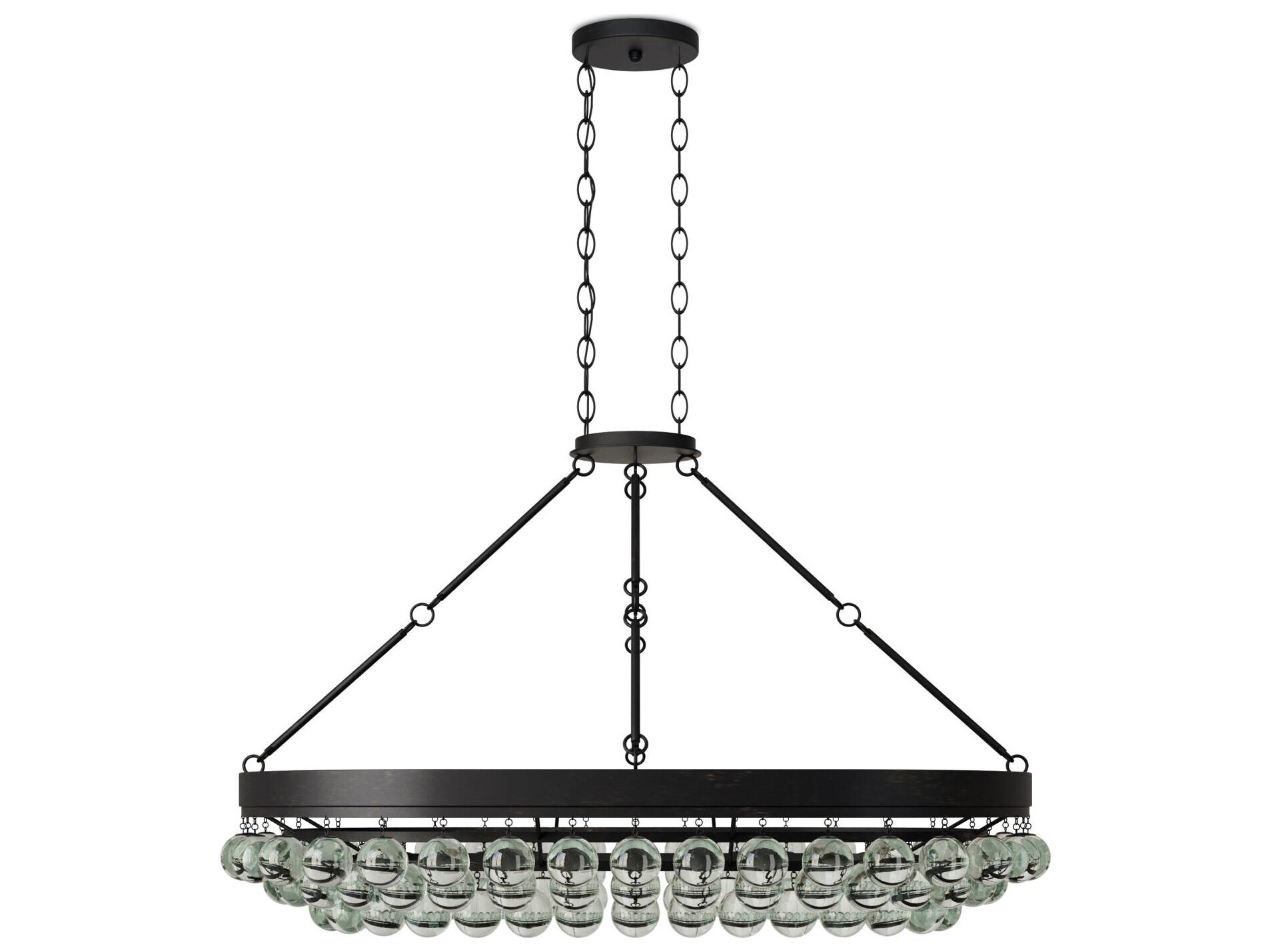 Currey & Company Balthazar 6-Light French Black Glass Globe Island Pendant