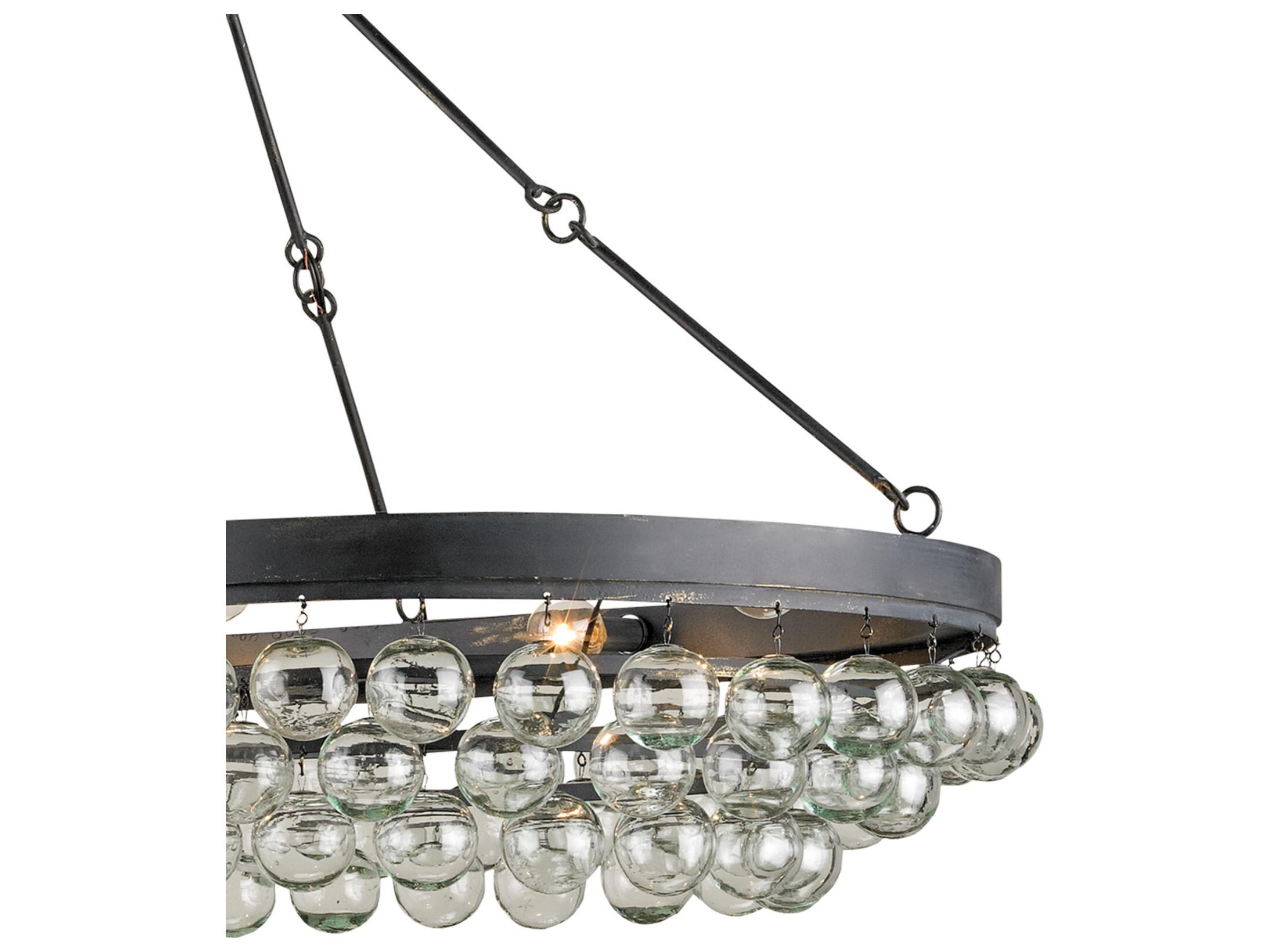 Currey & Company Balthazar 6-Light French Black Glass Globe Island Pendant