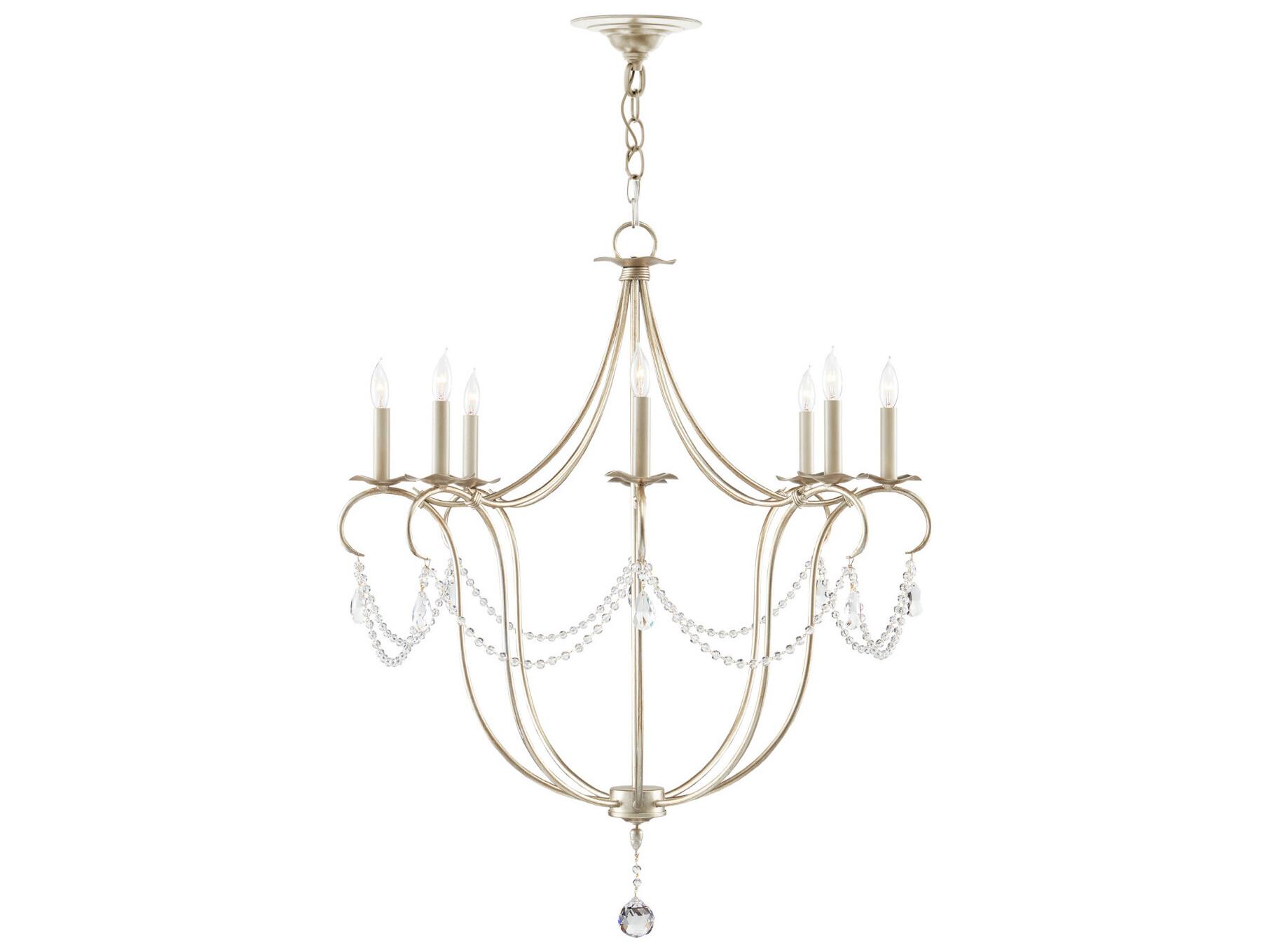 Currey & Company Crystal Lights 8-Light Silver Leaf Candelabra Chandelier