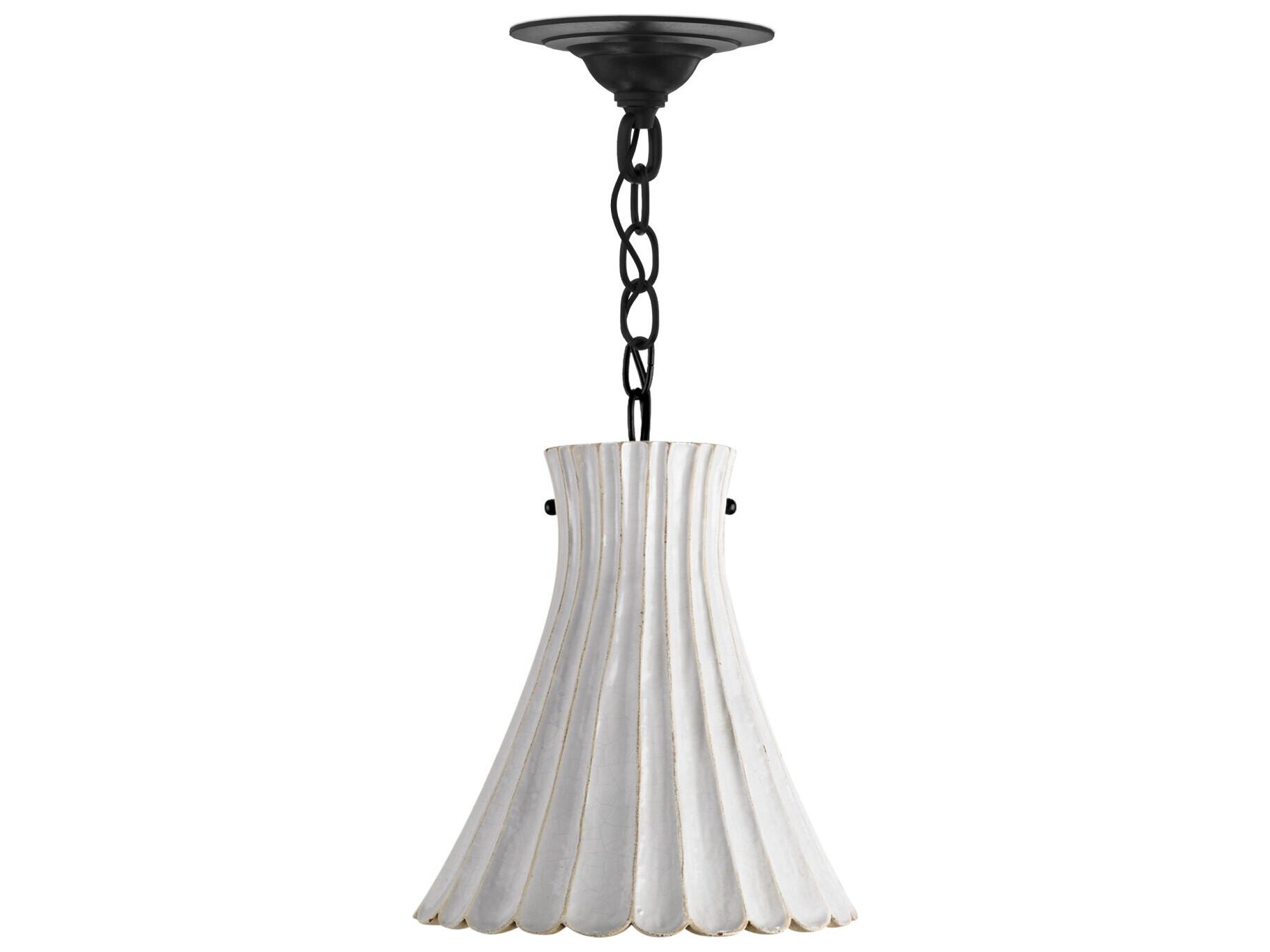 Currey & Company Jazz 1-Light Satin Black white Crackle Empire Mini Pendant