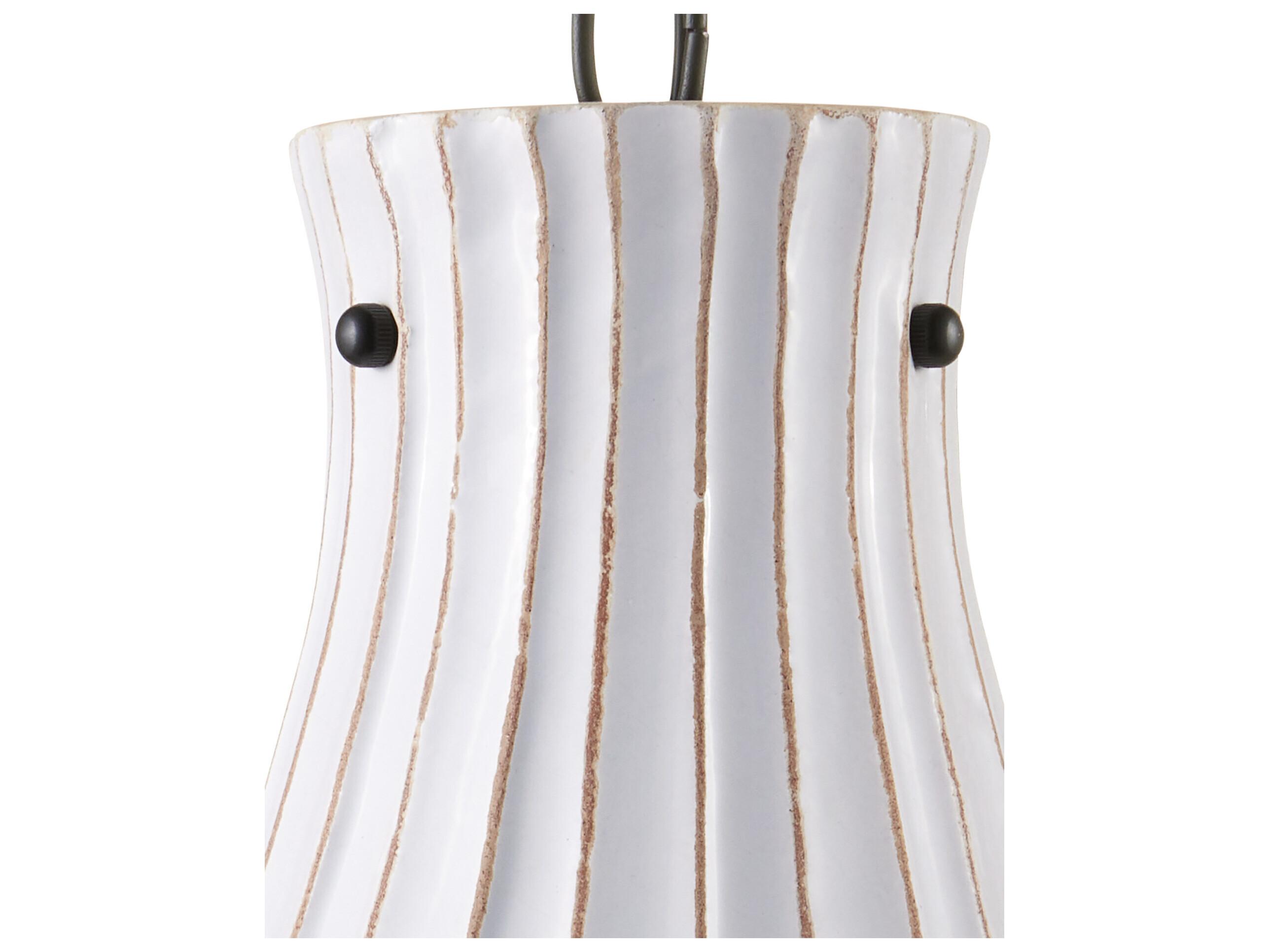 Currey & Company Jazz 1-Light Satin Black white Crackle Empire Mini Pendant