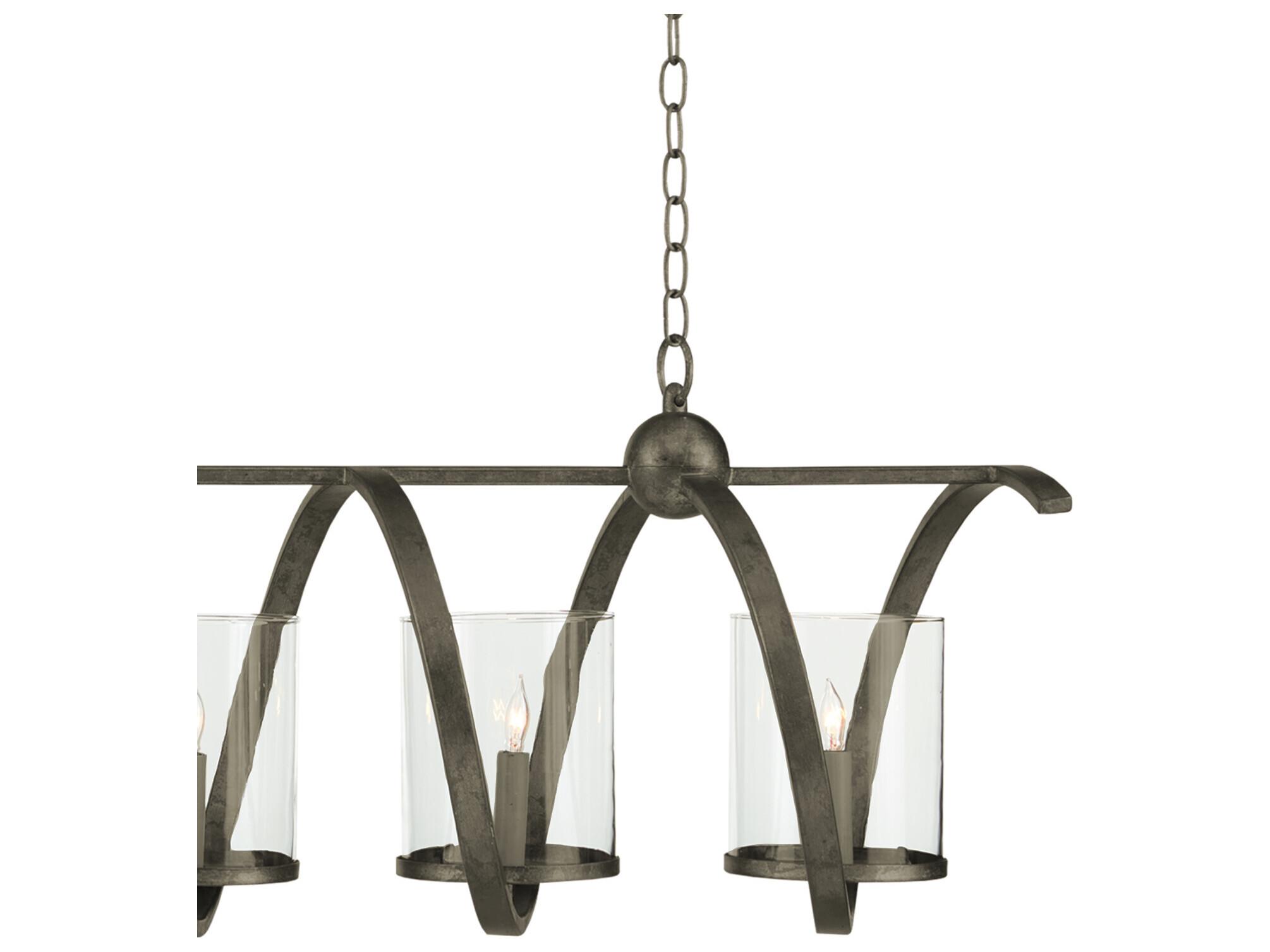 Currey & Company Modern Industrial 5-Light Pyrite Bronze Glass Island Pendant