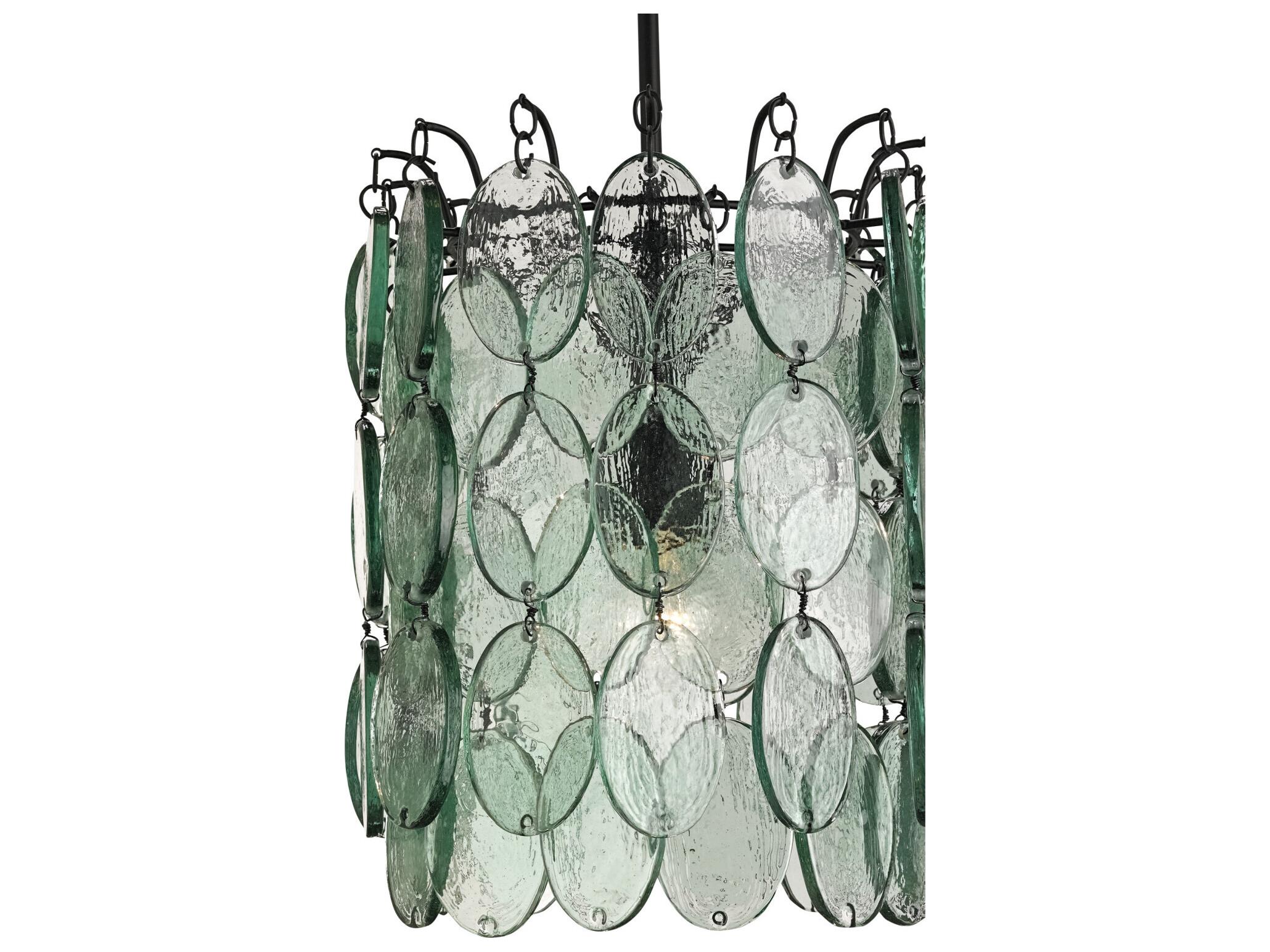 Currey & Company Airlie 1-Light Satin Black Glass Cylinder Pendant