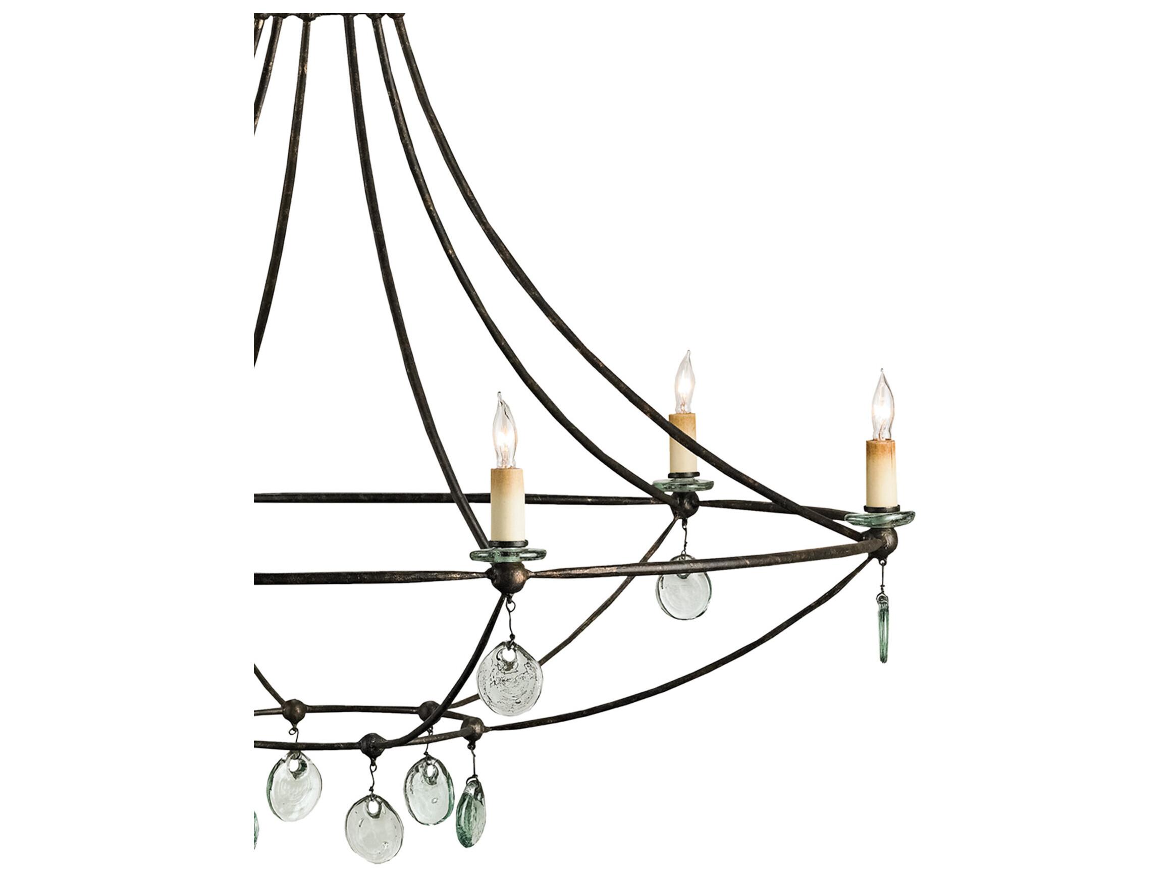 Currey & Company Novella 6-Light Mayfair Black Glass Candelabra Chandelier