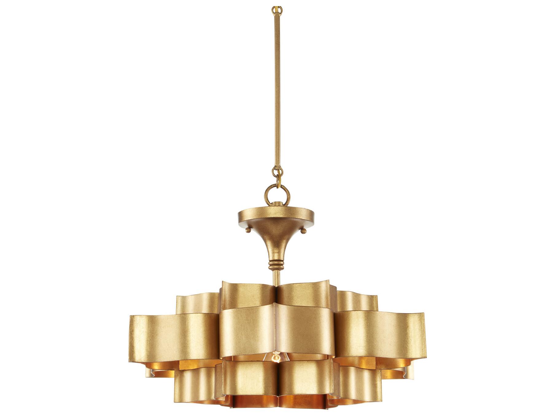 Currey & Company Grand Lotus 1-Light Antique Gold Leaf Pendant