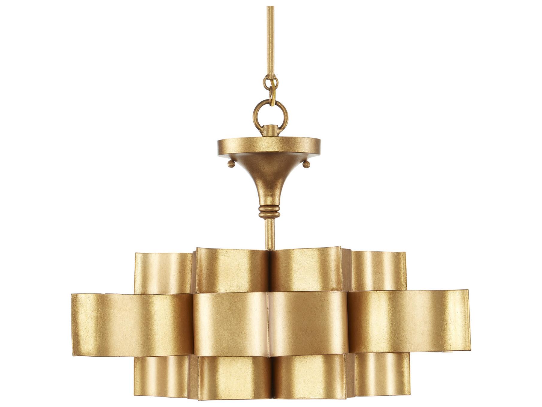 Currey & Company Grand Lotus 1-Light Antique Gold Leaf Pendant