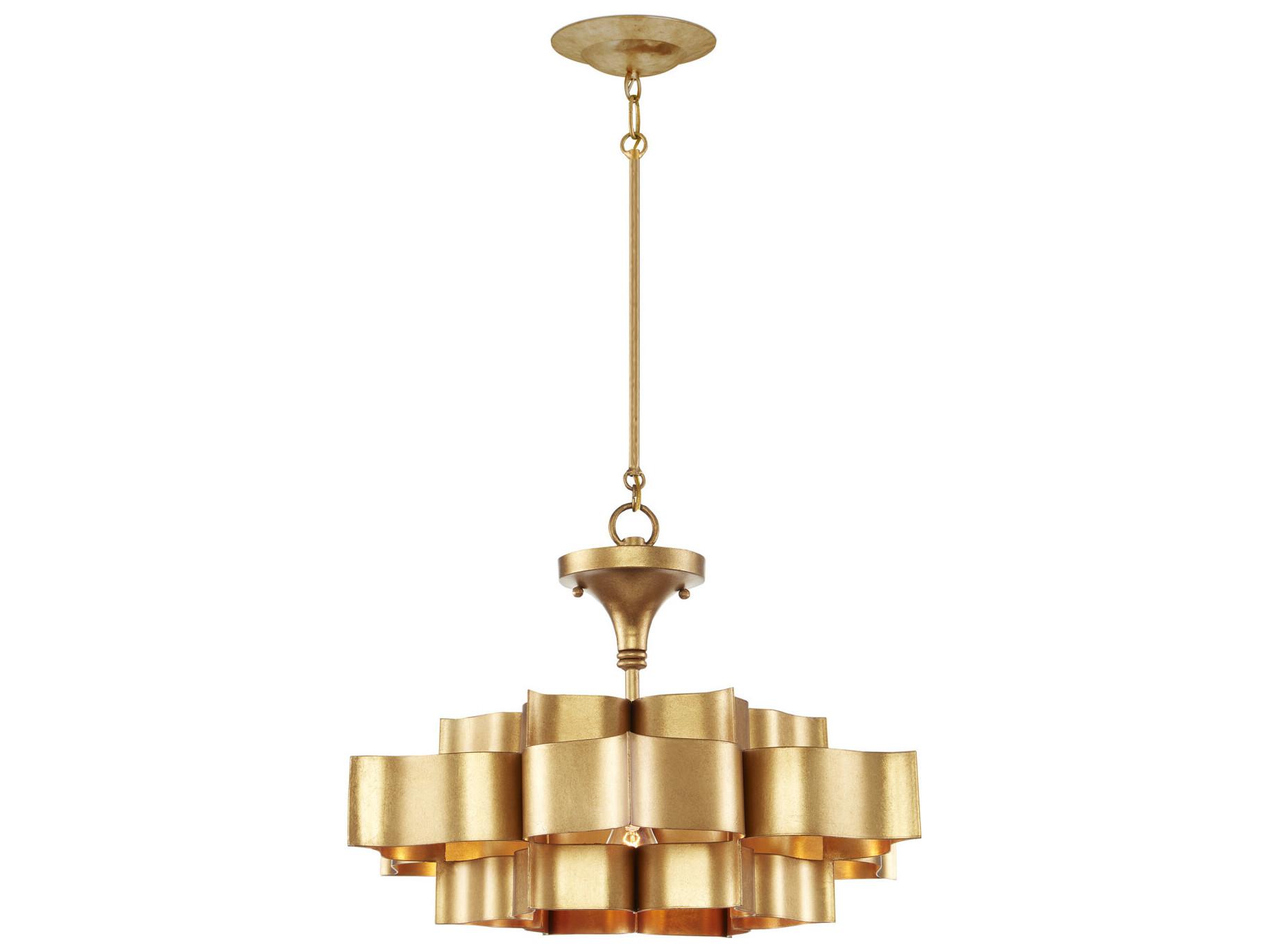 Currey & Company Grand Lotus 1-Light Antique Gold Leaf Pendant