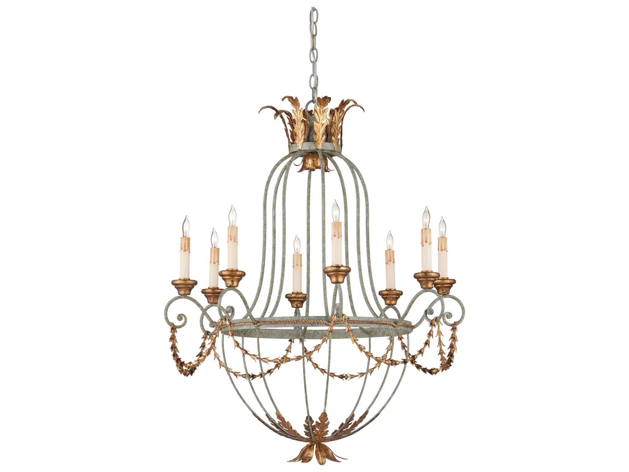 Currey & Company Elegance 8-Light Etruscan Gold Leaf Candelabra Chandelier