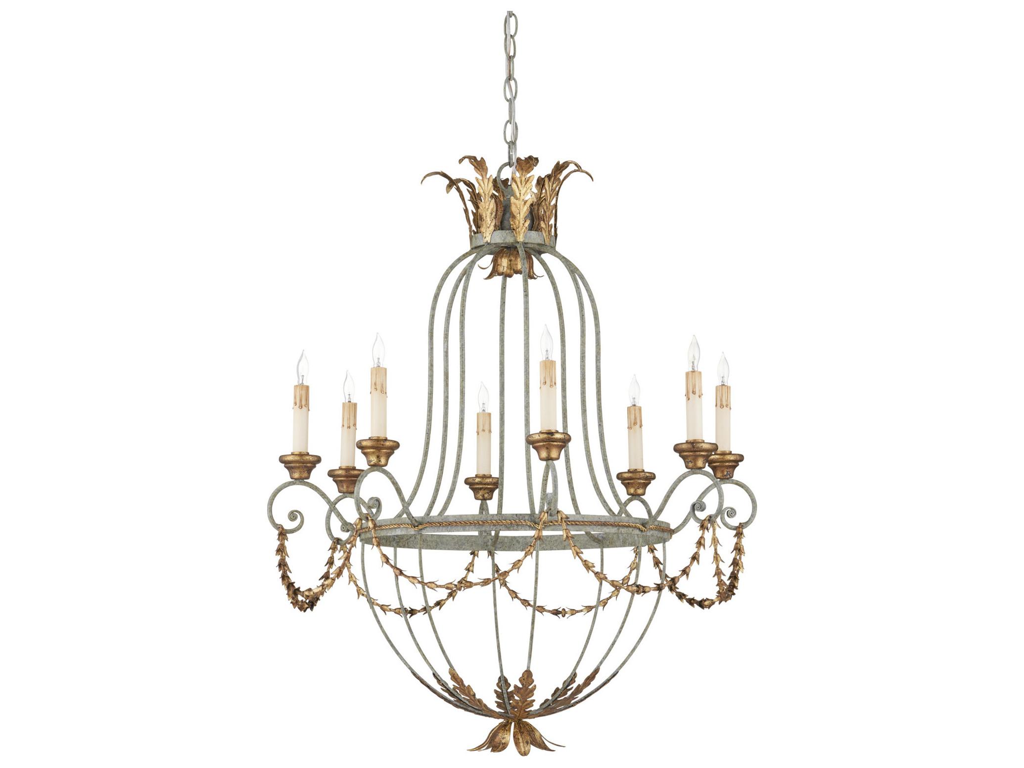 Currey & Company Elegance 8-Light Etruscan Gold Leaf Candelabra Chandelier