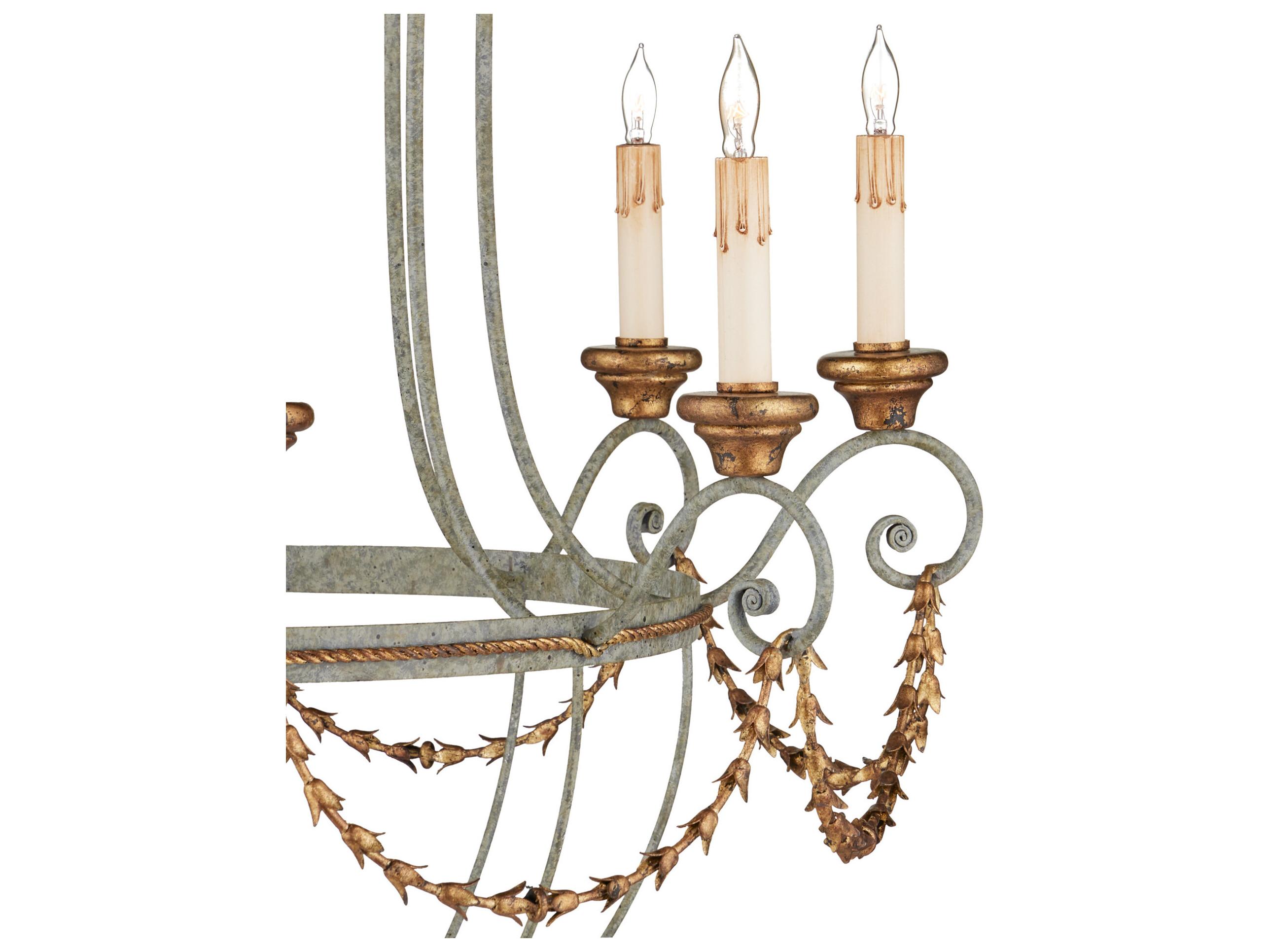 Currey & Company Elegance 8-Light Etruscan Gold Leaf Candelabra Chandelier