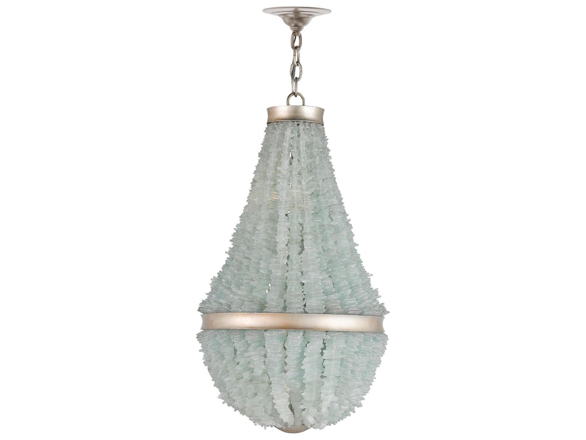 Currey & Company Platea 3-Light Contemporary Silver Leaf Seaglass Pendant