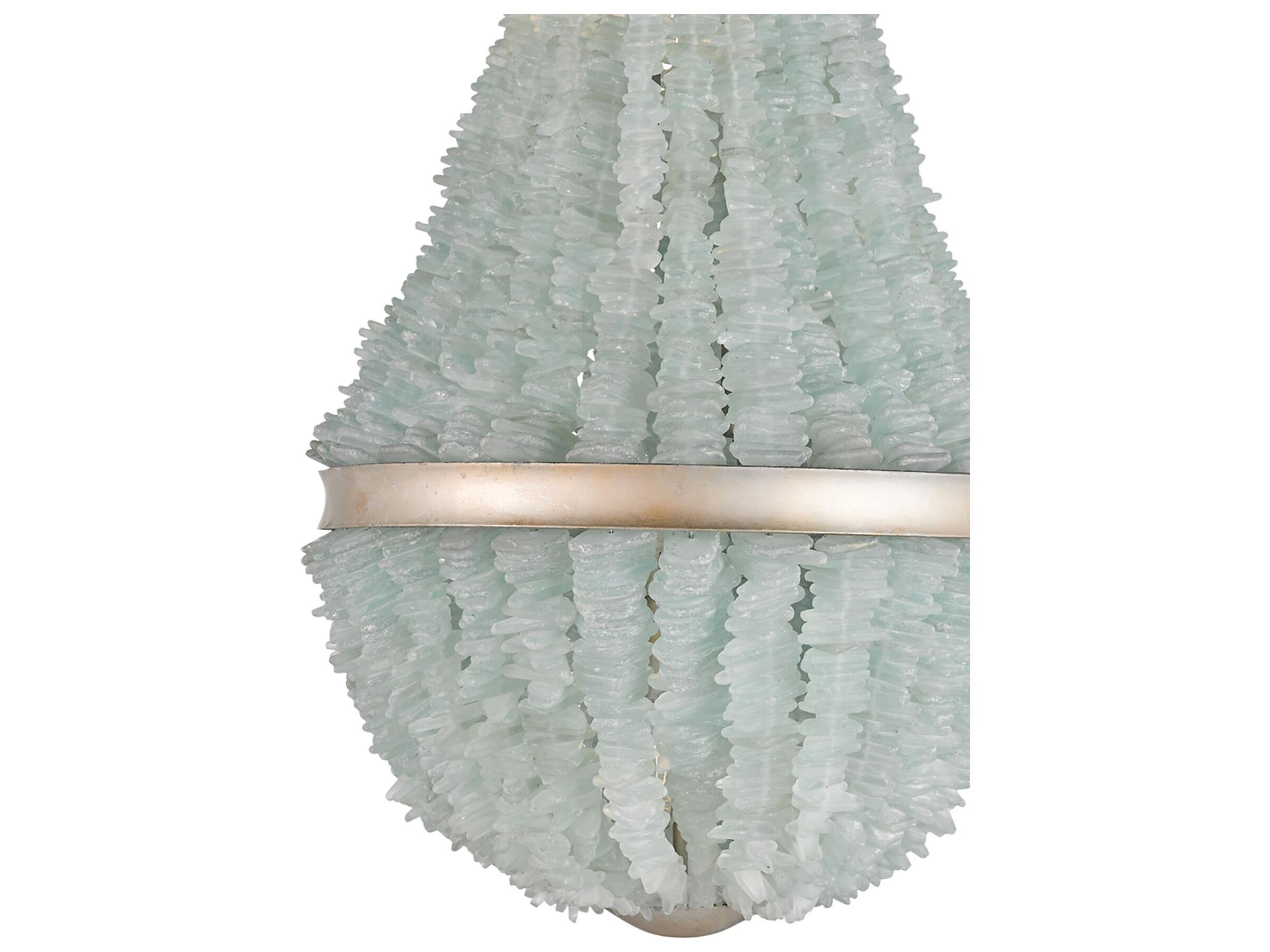 Currey & Company Platea 3-Light Contemporary Silver Leaf Seaglass Pendant