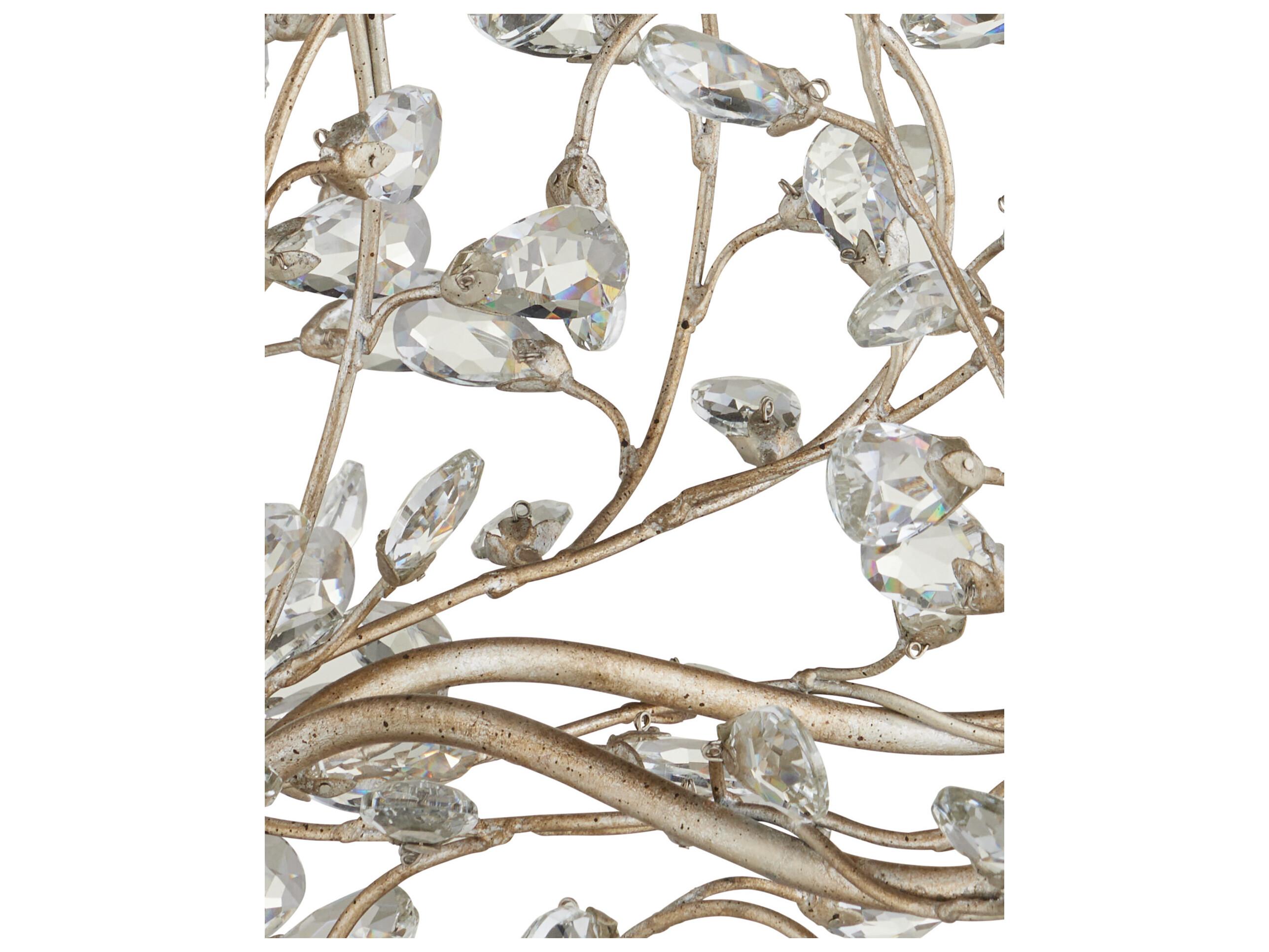 Currey & Company Crystal Bud 6-Light Silver Granello Candelabra Chandelier