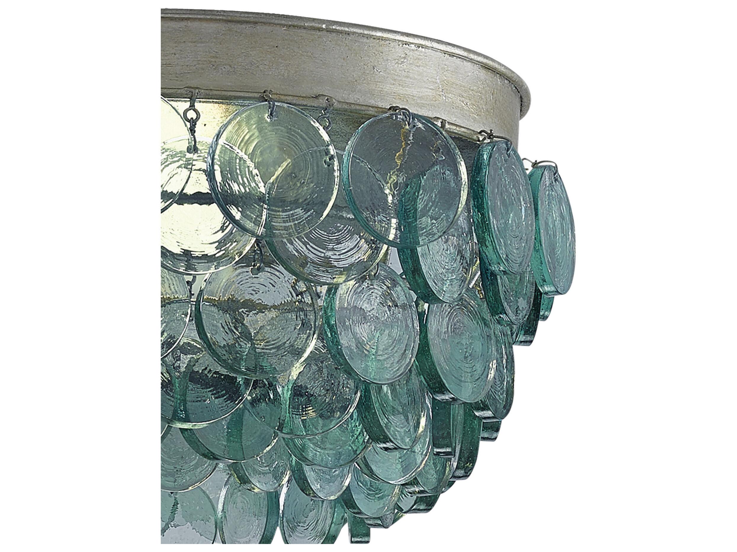 Currey & Company Braithwell 2-Light Silver Leaf Glass LED Bowl Flush Mount