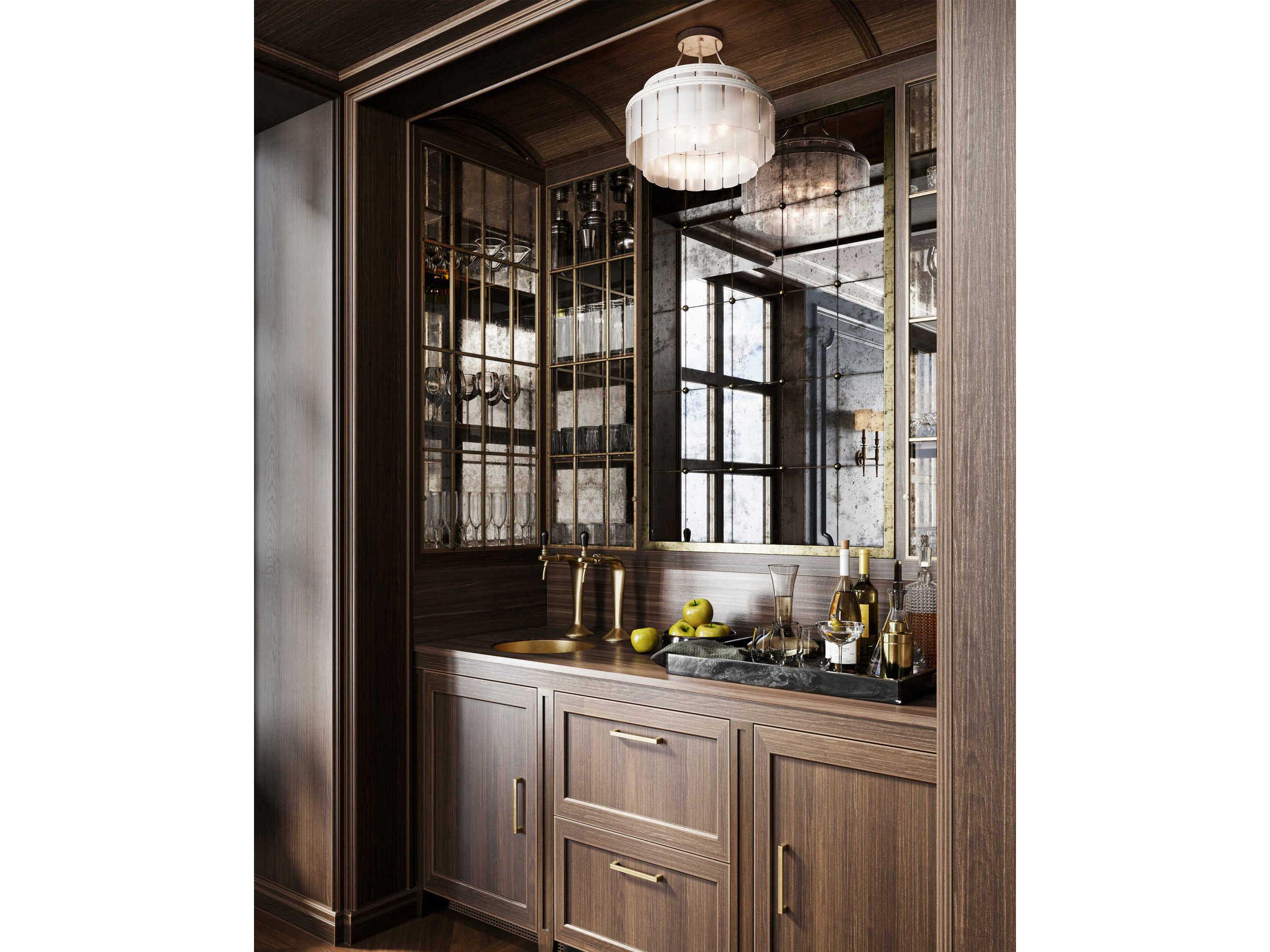 Currey & Company Vintner Contemporary Silver Leaf Opaque White Glass Round Semi Flush Mount