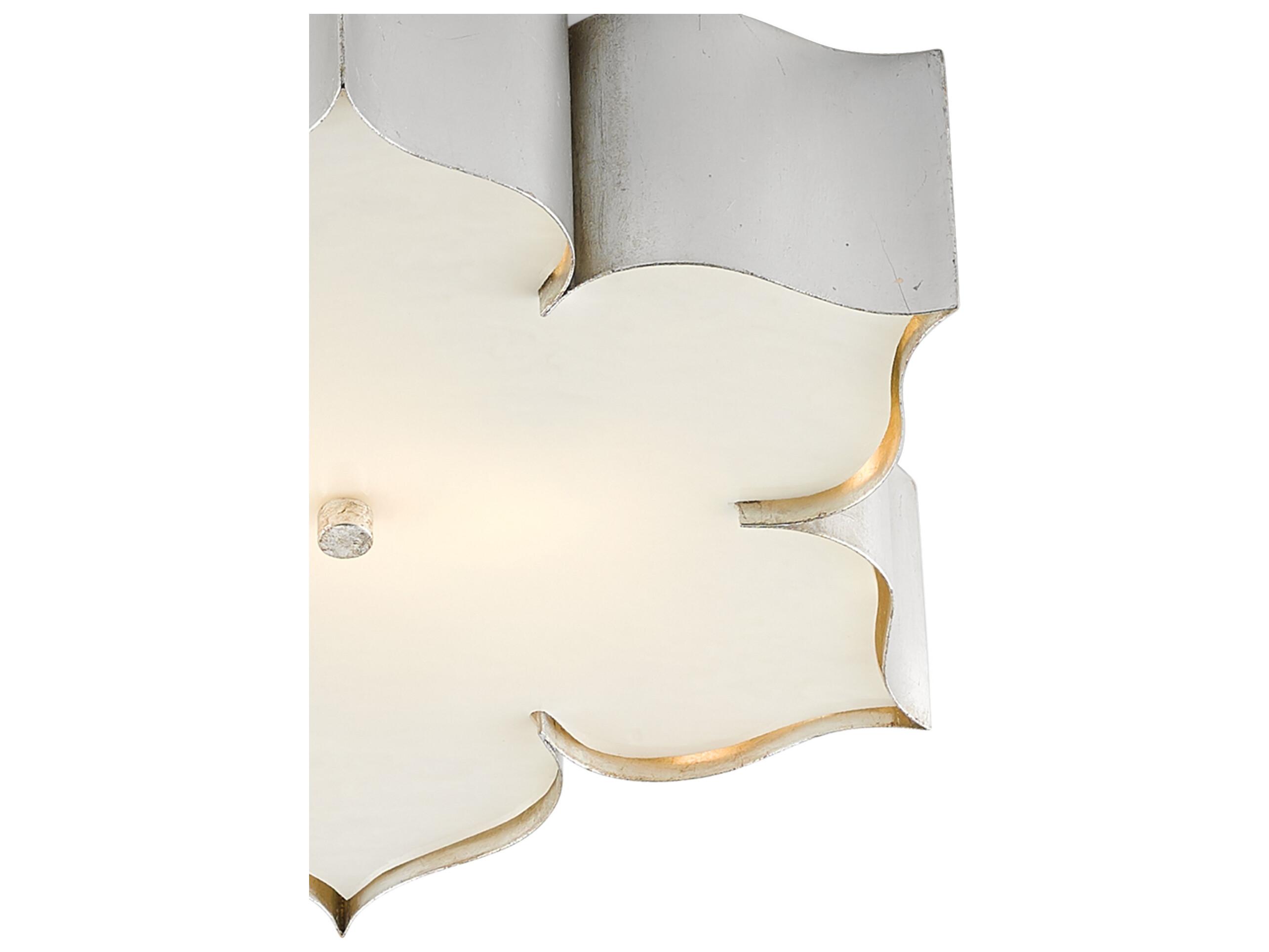Currey & Company Grand Lotus 2-Light Contemporary Silver Leaf LED Flush Mount