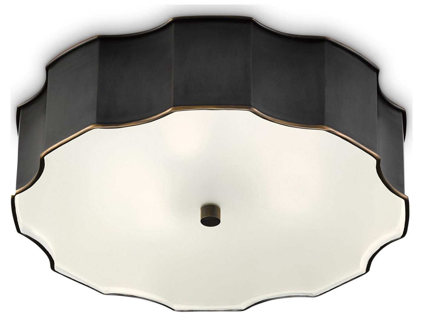 Currey & Company Wexford 3-Light Oil Rubbed Bronze Glass LED Geometric Flush Mount