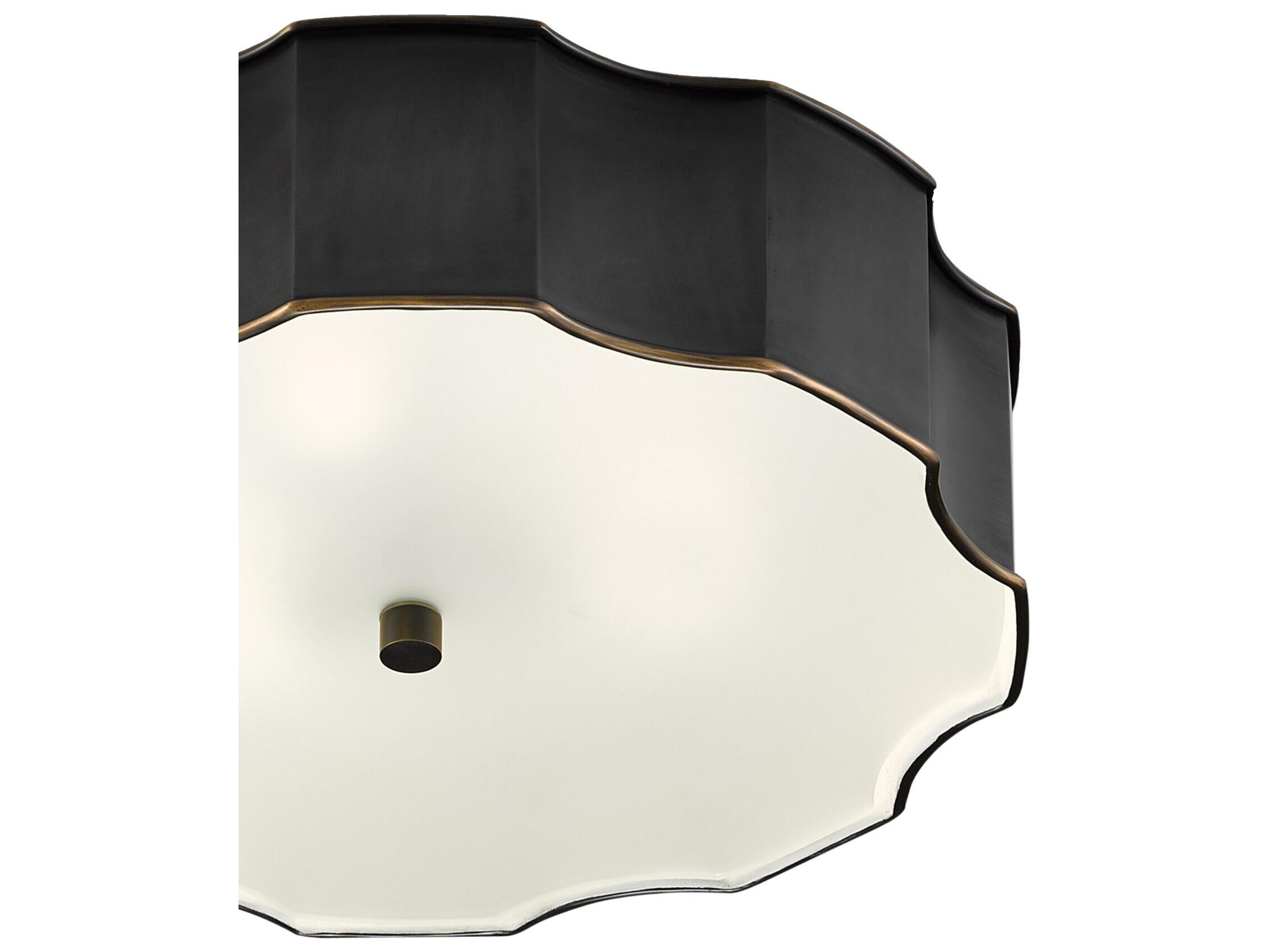 Currey & Company Wexford 3-Light Oil Rubbed Bronze Glass LED Geometric Flush Mount