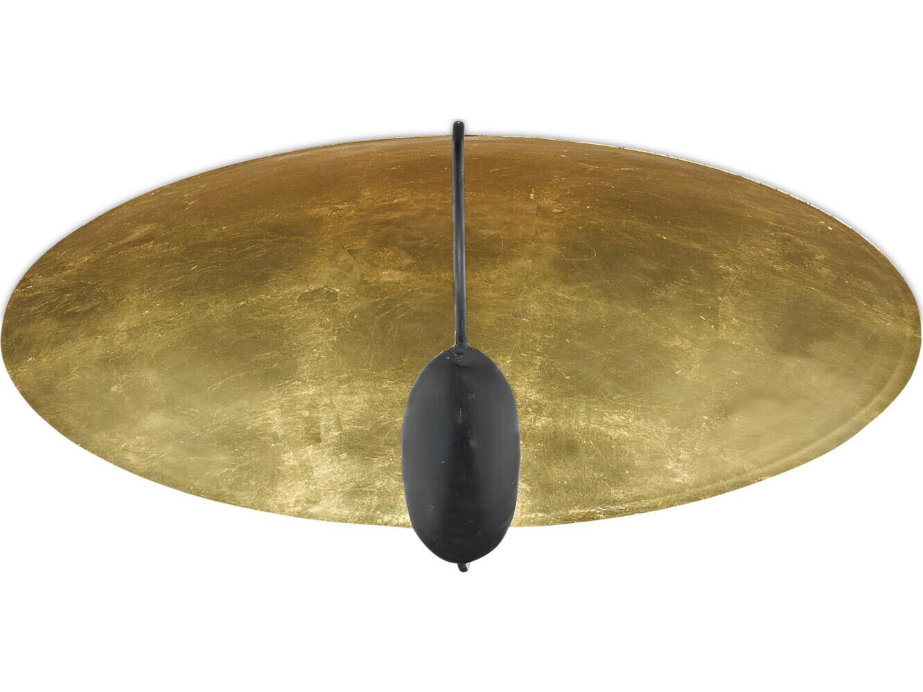 Currey & Company Pinders 2-Light Contemporary Gold Leaf French Black Bowl Flush Mount