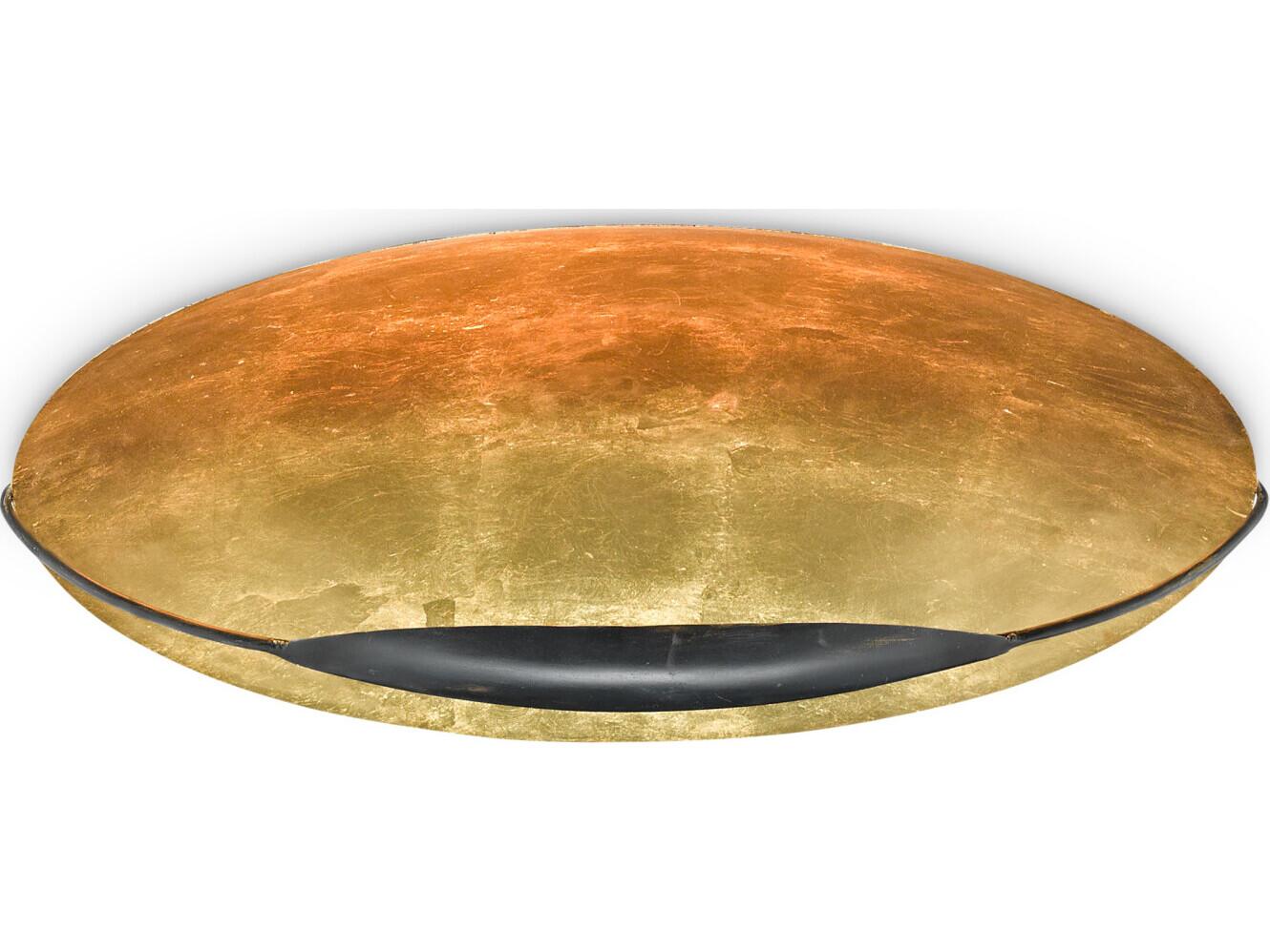 Currey & Company Pinders 2-Light Contemporary Gold Leaf French Black Bowl Flush Mount