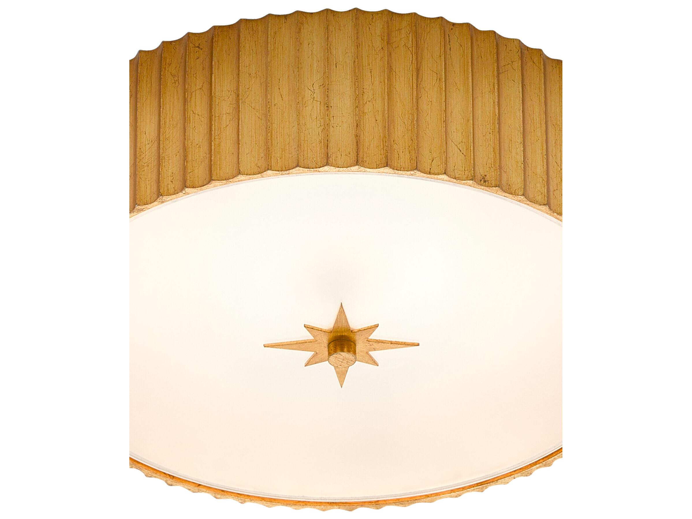 Currey & Company Caravel 1-Light Gold Leaf Glass LED Drum Flush Mount