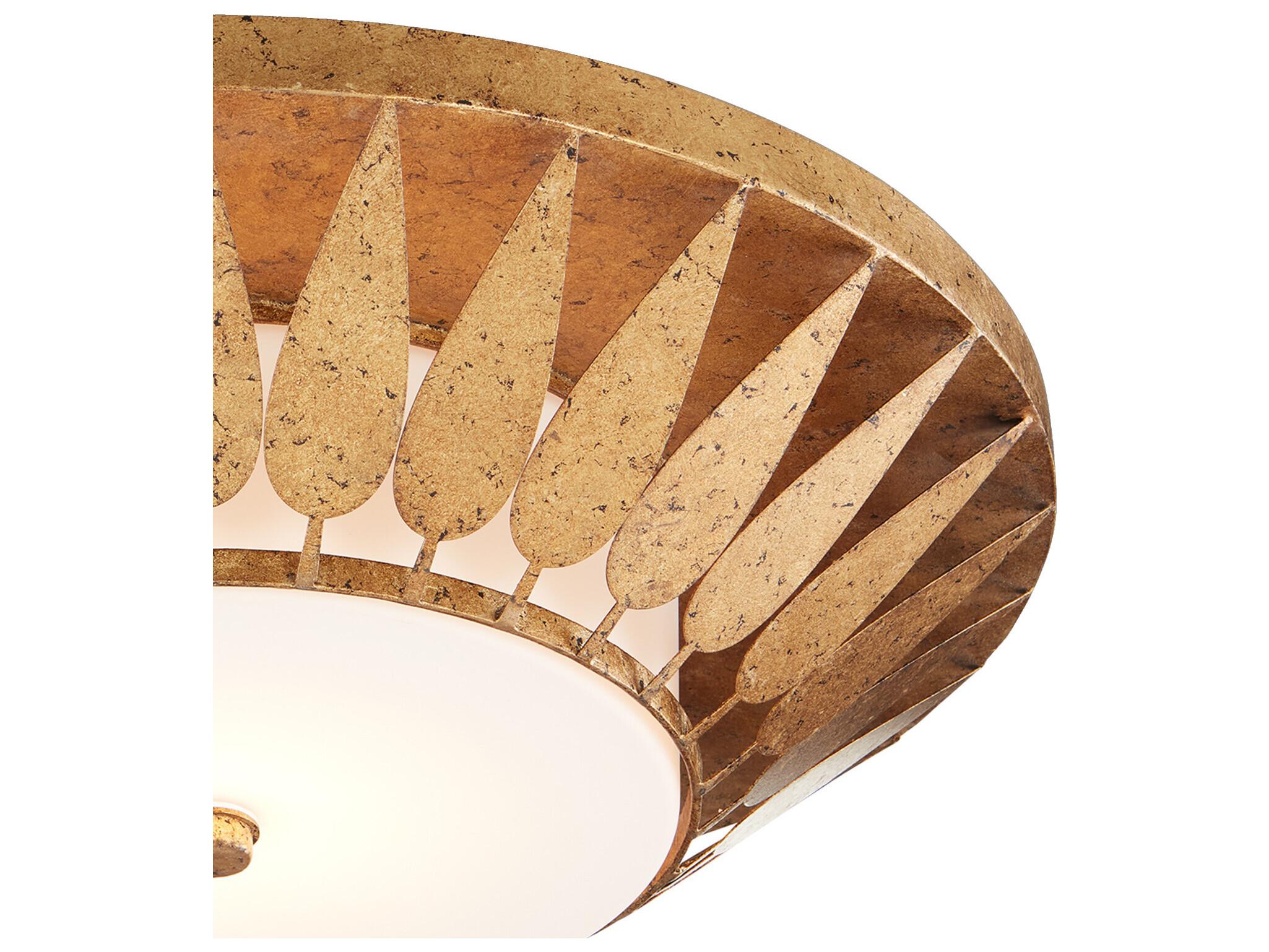 Currey & Company Floris 1-Light New Gold Leaf Glass LED Flush Mount