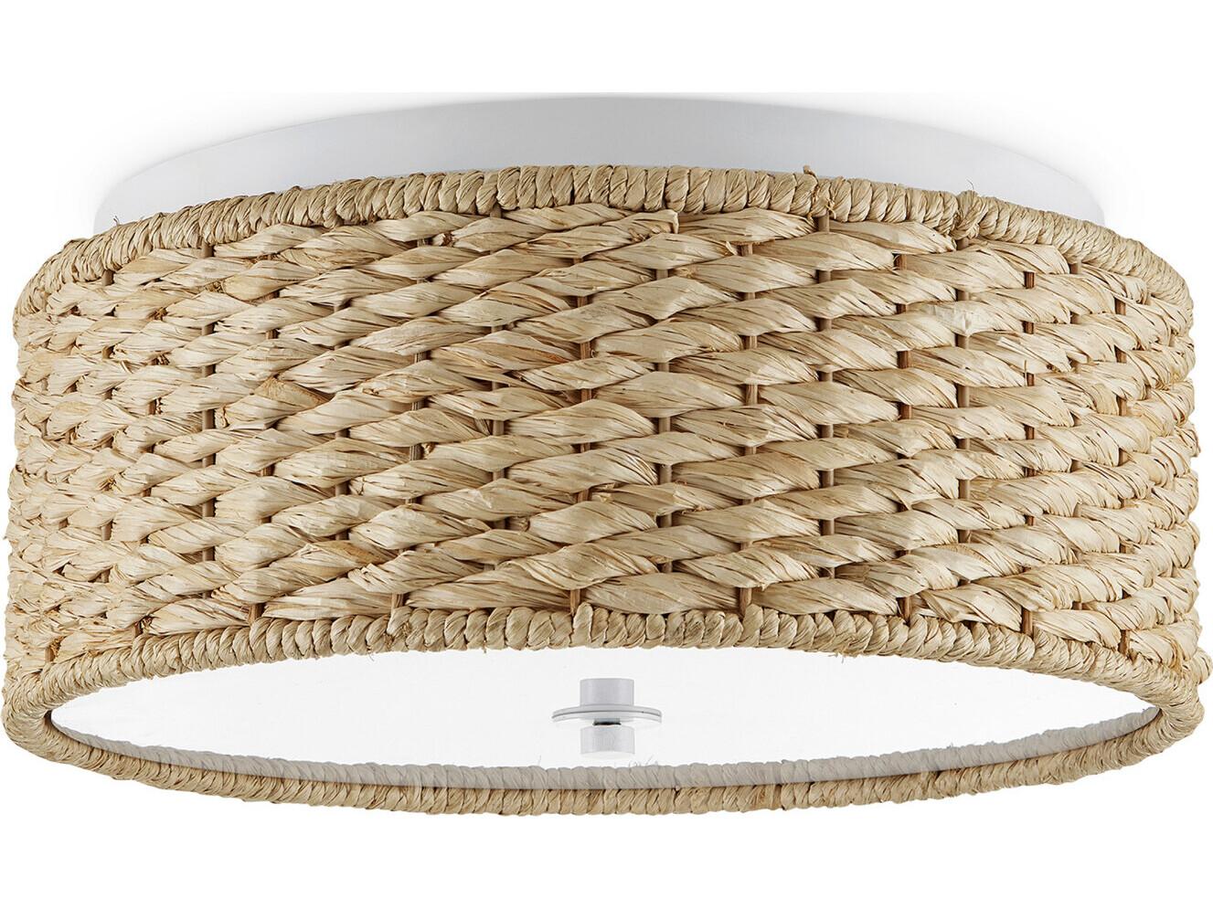 Currey & Company Colchester 1-Light Sugar White Natural Brown LED Drum Flush Mount