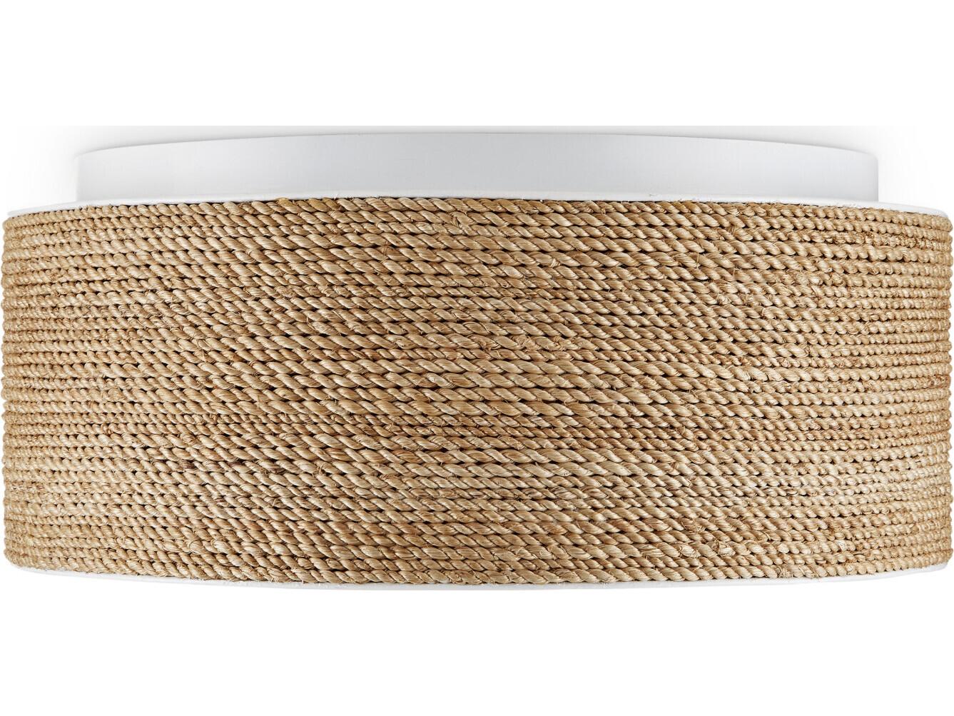 Currey & Company Coulton 1-Light Sugar White Natural Brown LED Drum Flush Mount