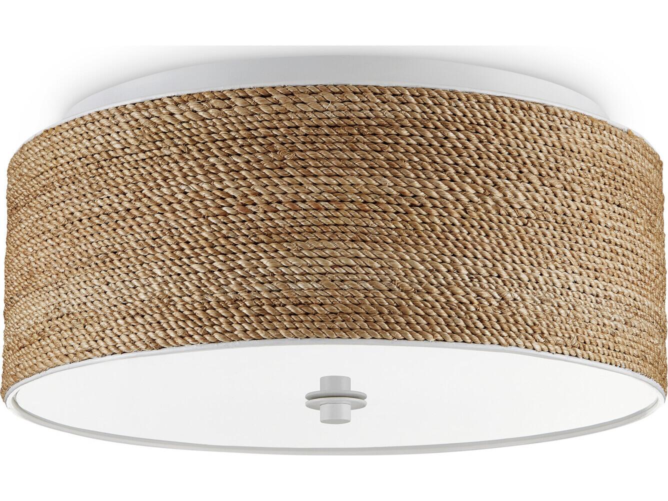 Currey & Company Coulton 1-Light Sugar White Natural Brown LED Drum Flush Mount