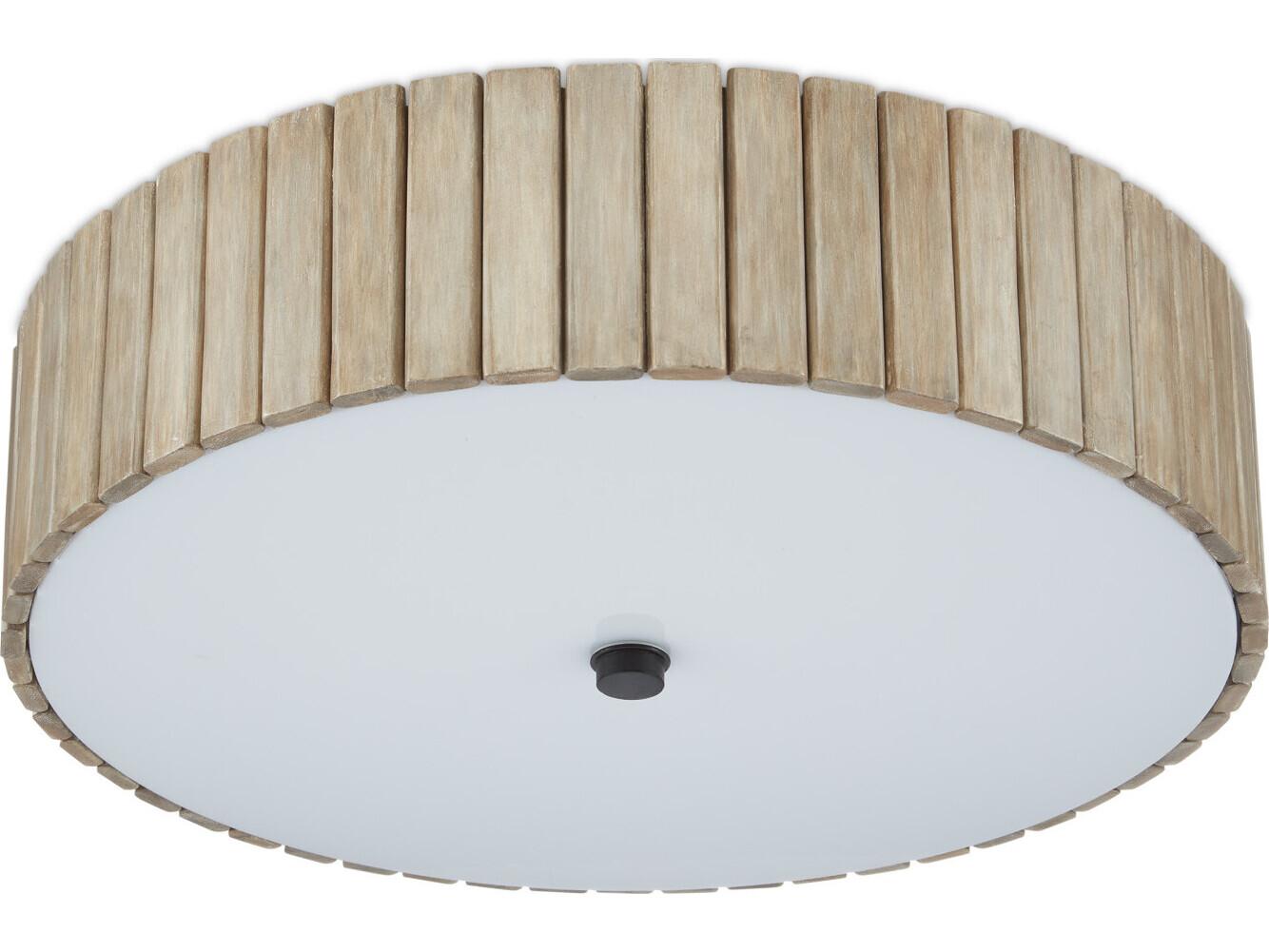 Currey & Company Tetterby 1-Light Natural Black Brown Drum Semi Flush Mount