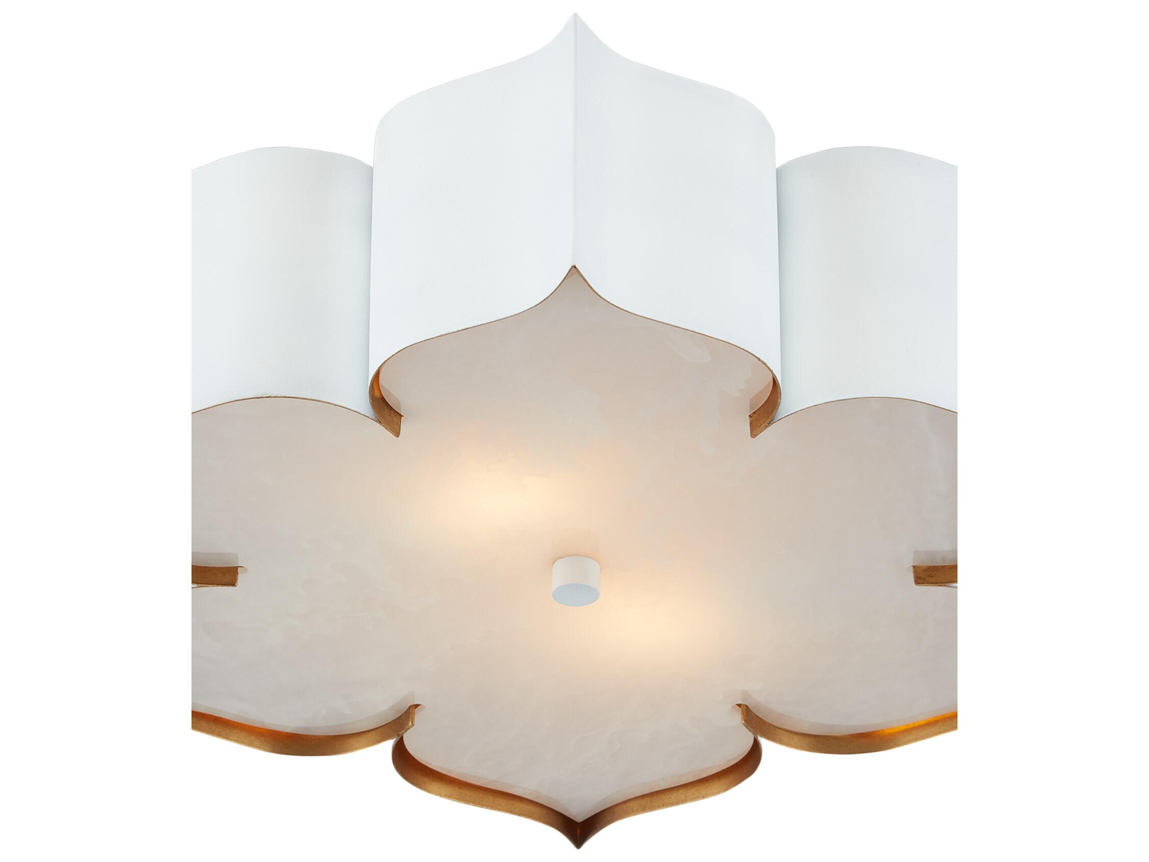 Currey & Company Grand Lotus 2-Light Sugar White Contemporary Gold Leaf Flush Mount