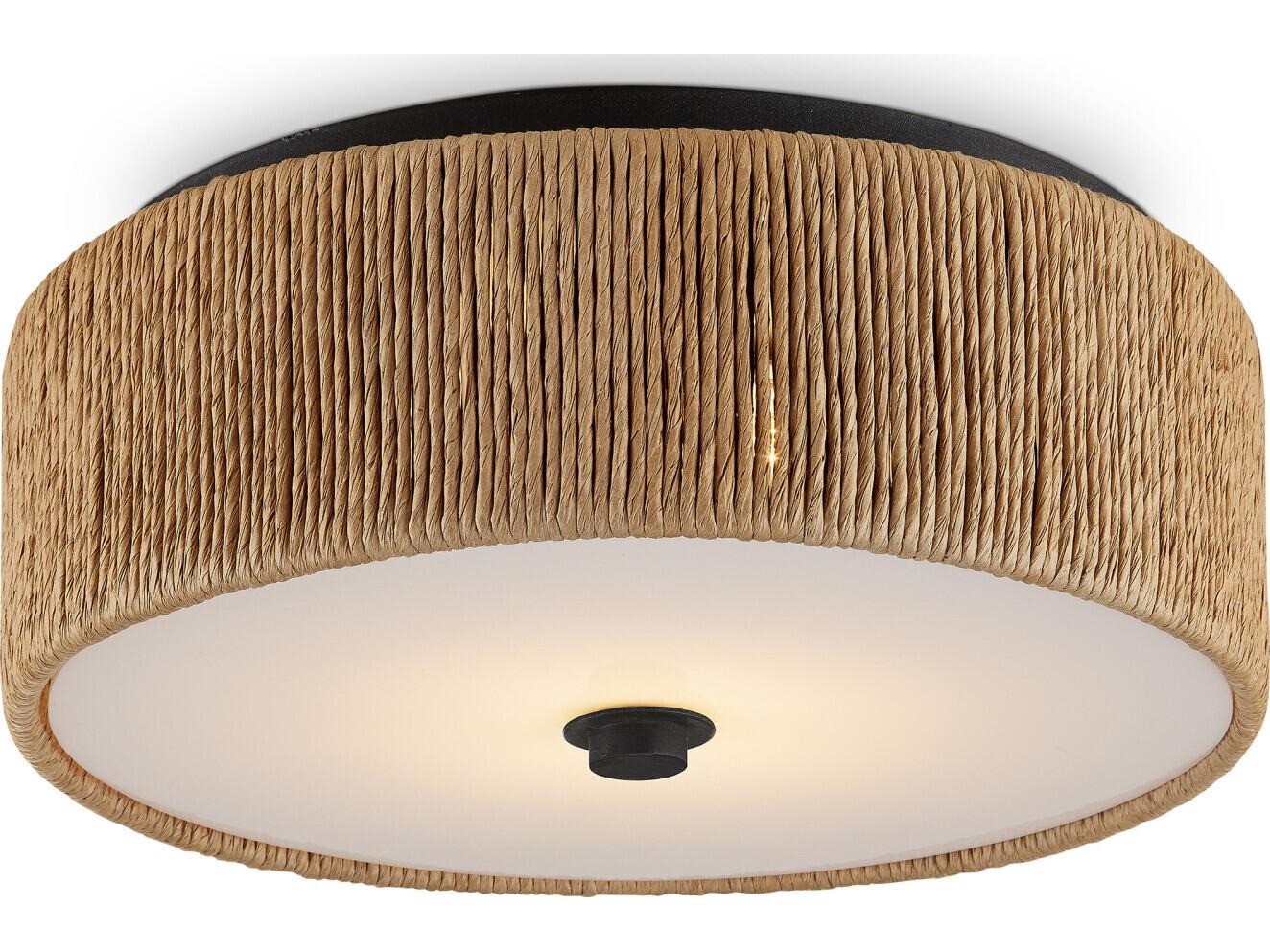 Currey & Company Brownell 1-Light Blacksmith Natural Brown LED Drum Flush Mount