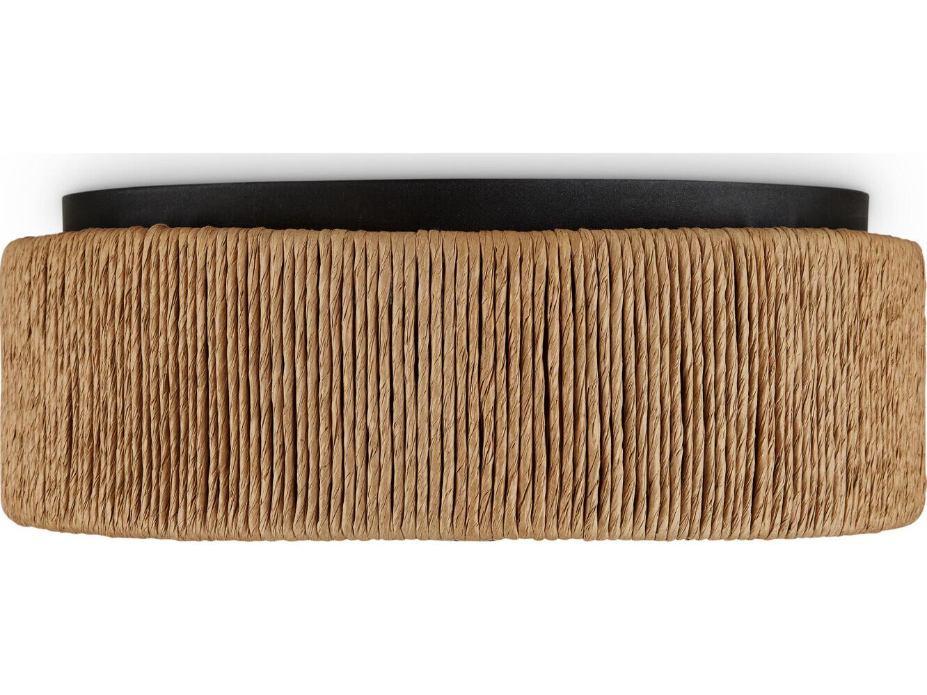 Currey & Company Brownell 1-Light Blacksmith Natural Brown LED Drum Flush Mount