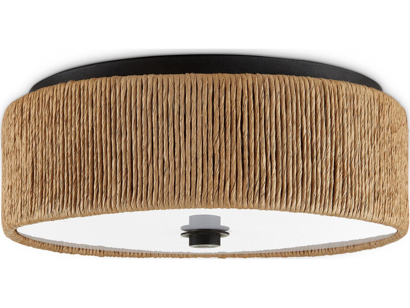 Currey & Company Brownell 1-Light Blacksmith Natural Brown LED Drum Flush Mount