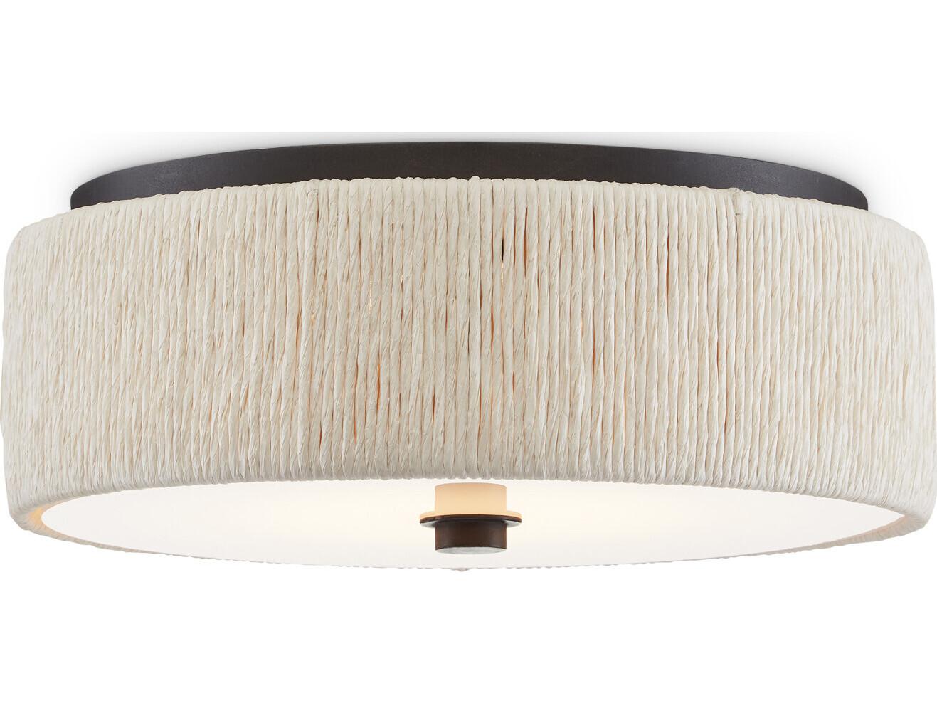Currey & Company Tyrone 1-Light Natural Black Drum Flush Mount