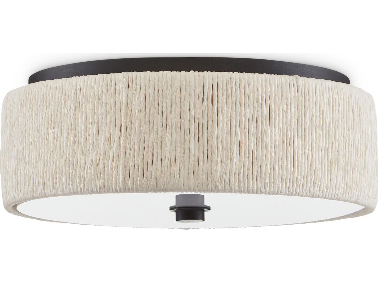 Currey & Company Tyrone 1-Light Natural Black Drum Flush Mount