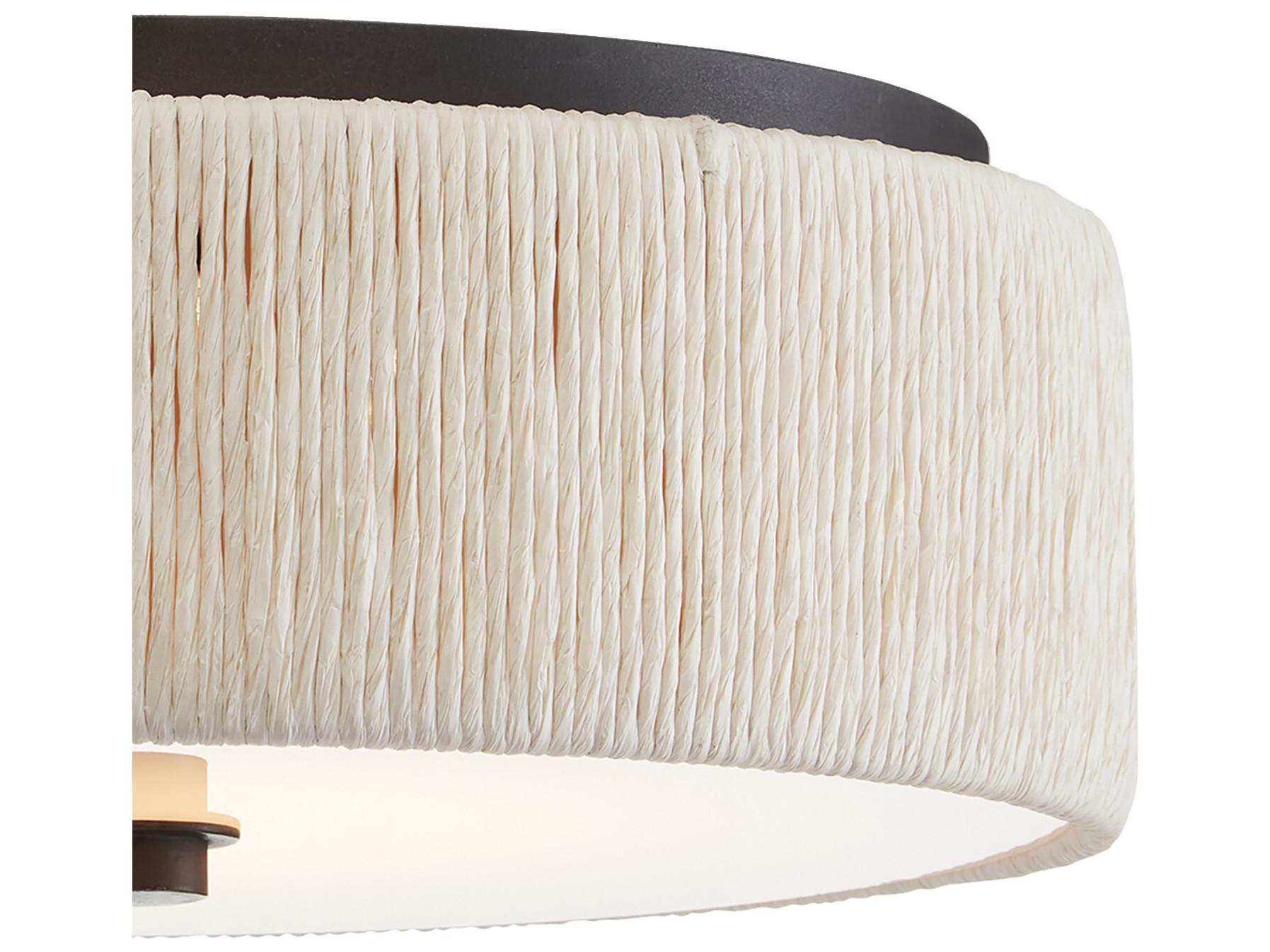 Currey & Company Tyrone 1-Light Natural Black Drum Flush Mount