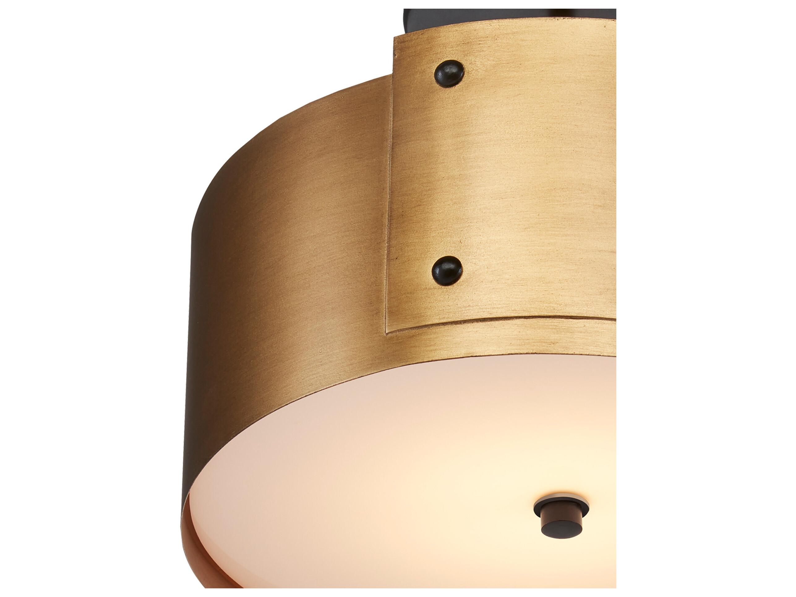 Currey & Company Ritsu 1-Light Antique Brass Black Drum Semi Flush Mount