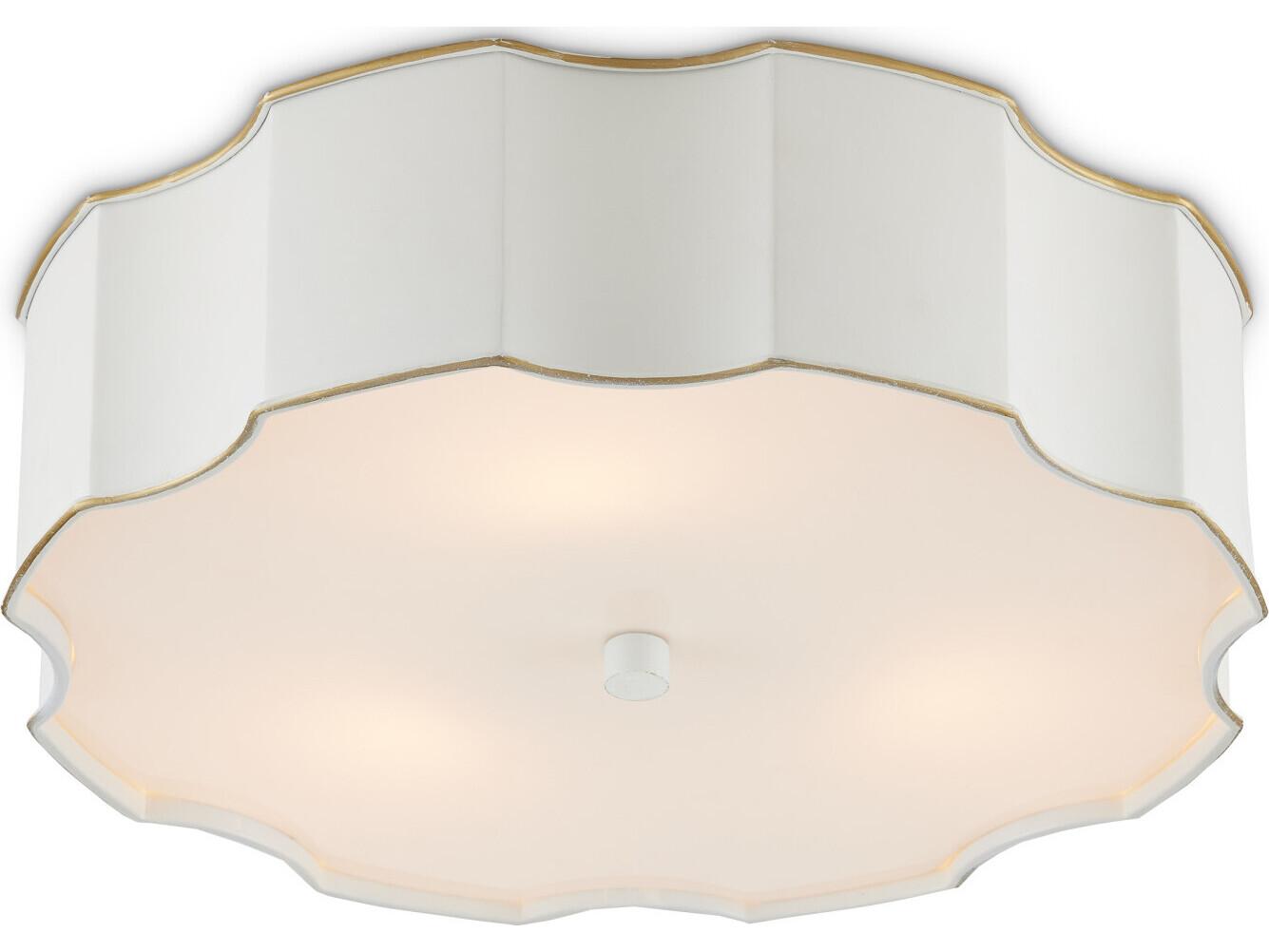 Currey & Company Wexford 3-Light Snow White Gold LED Flush Mount