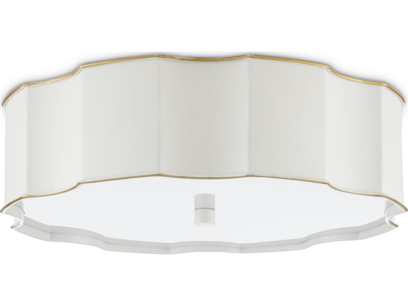 Currey & Company Wexford 3-Light Snow White Gold LED Flush Mount