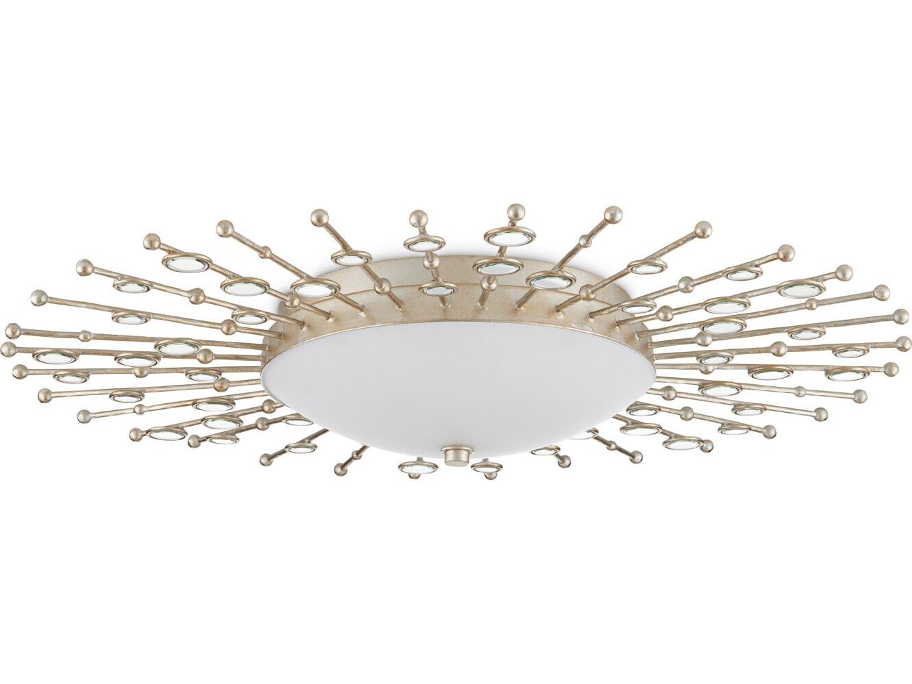 Currey & Company Planisphere 1-Light Silver Leaf Glass LED Flush Mount