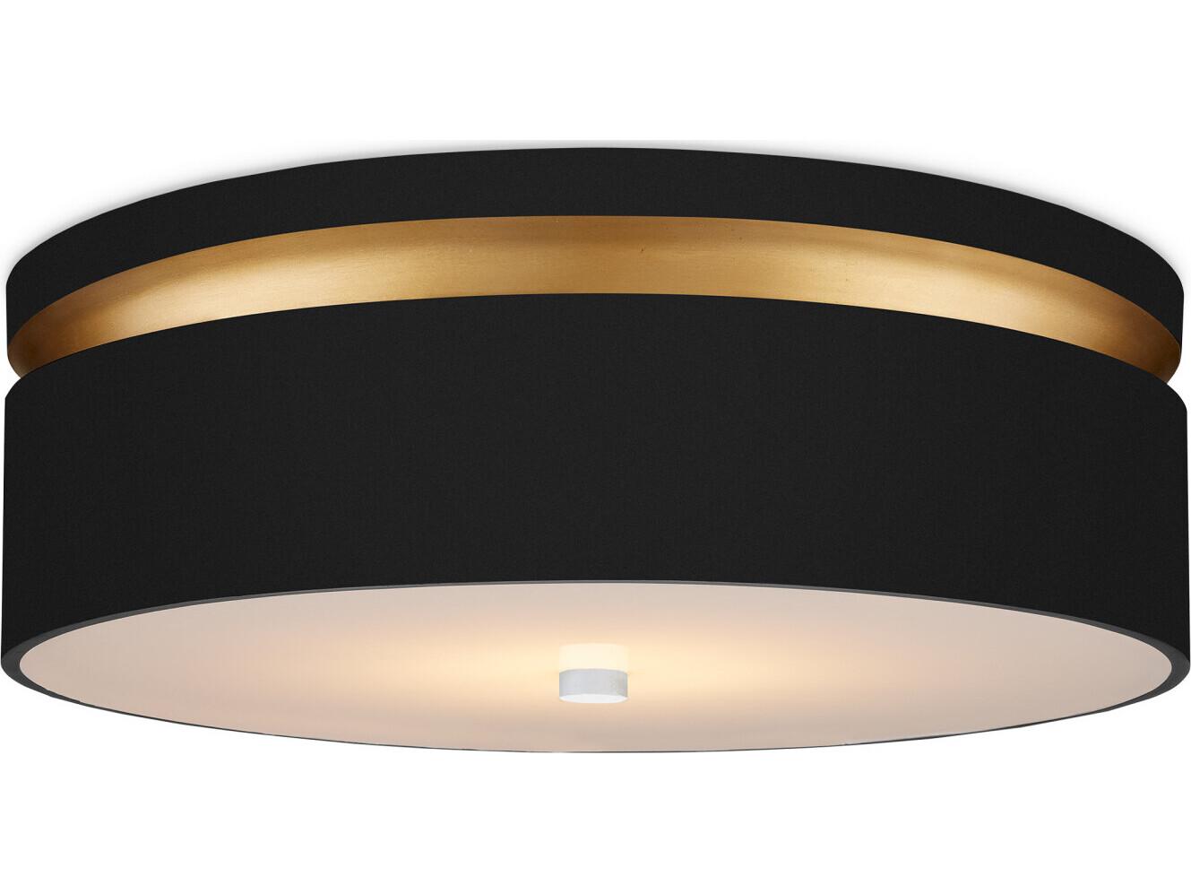 Currey & Company Serenity 1-Light Satin Black Contemporary Gold LED Flush Mount