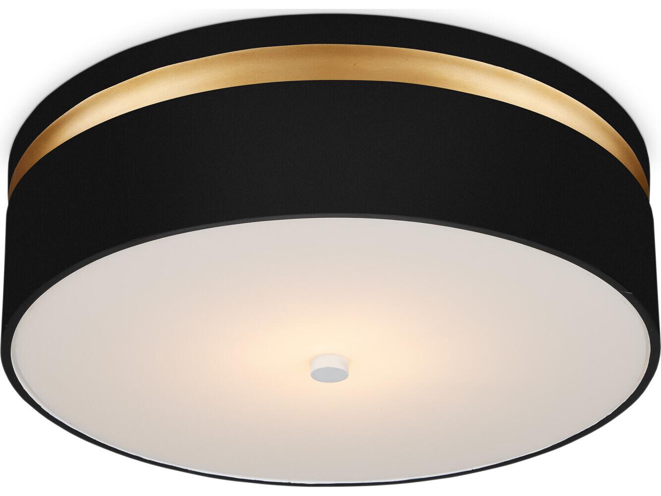 Currey & Company Serenity 1-Light Satin Black Contemporary Gold LED Flush Mount