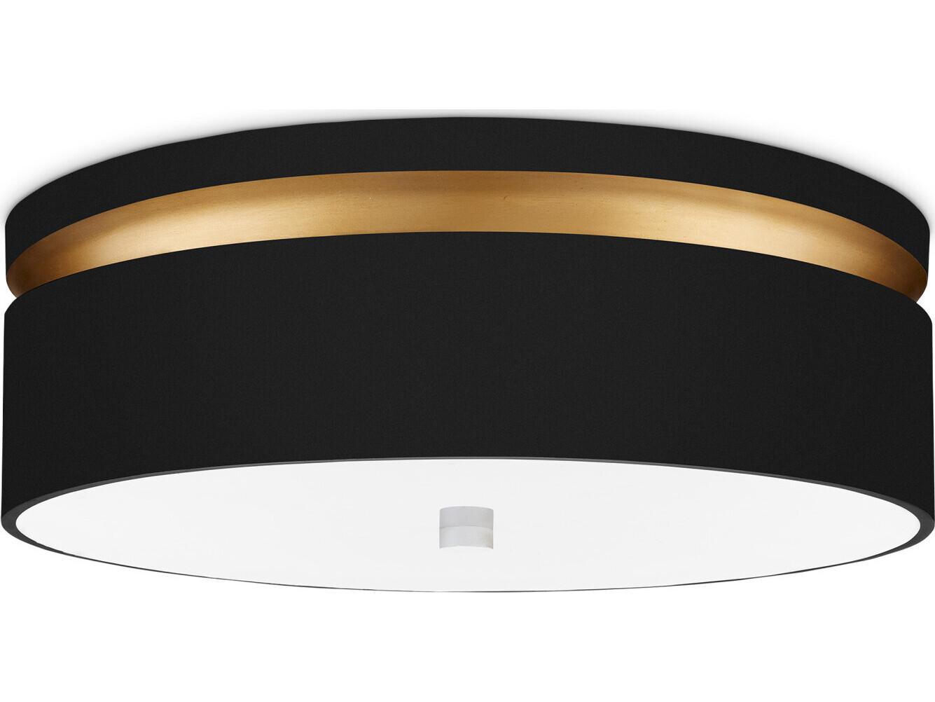 Currey & Company Serenity 1-Light Satin Black Contemporary Gold LED Flush Mount